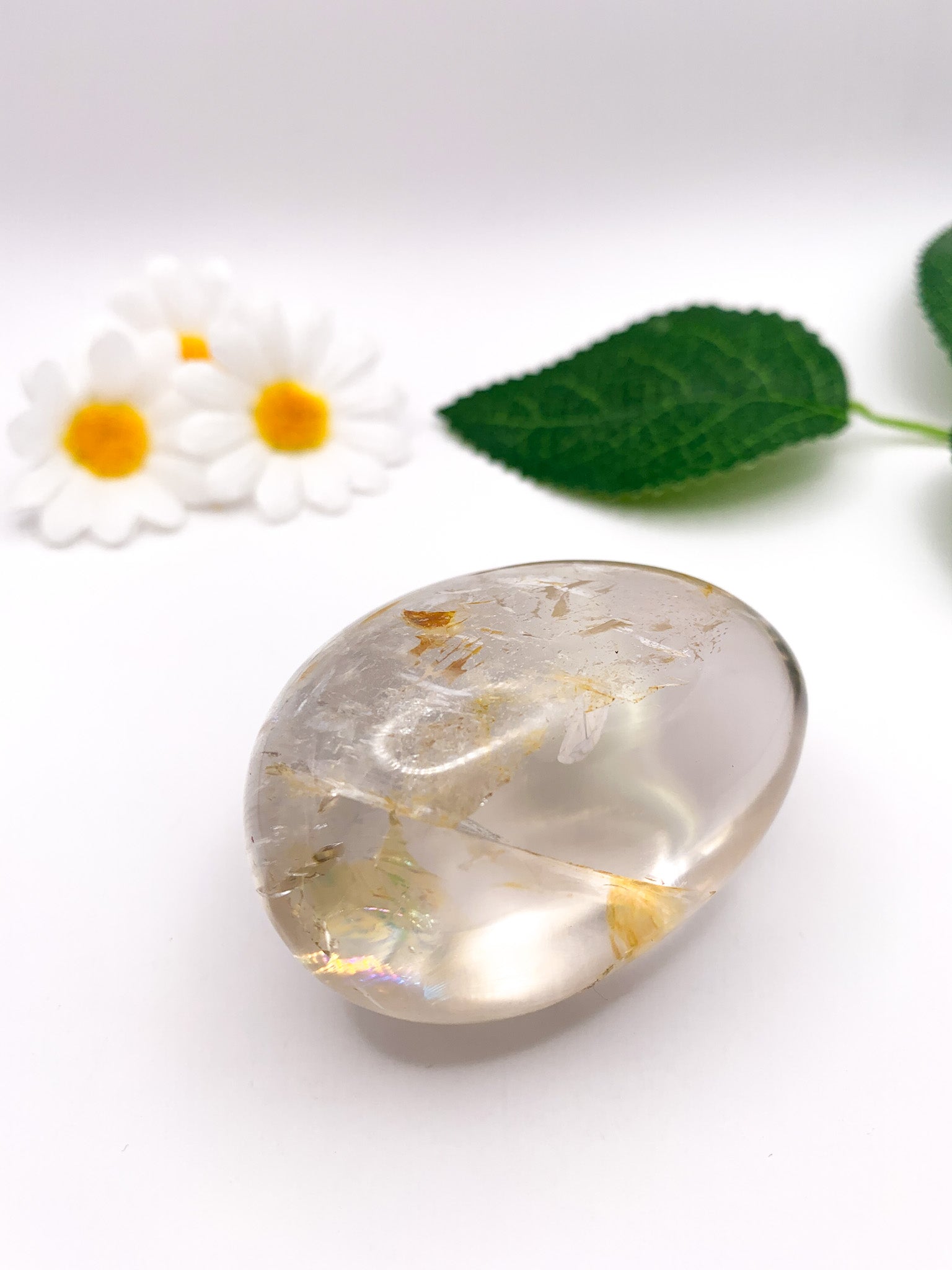 Clear Quartz Palm Stone - Crystal Love Treasures