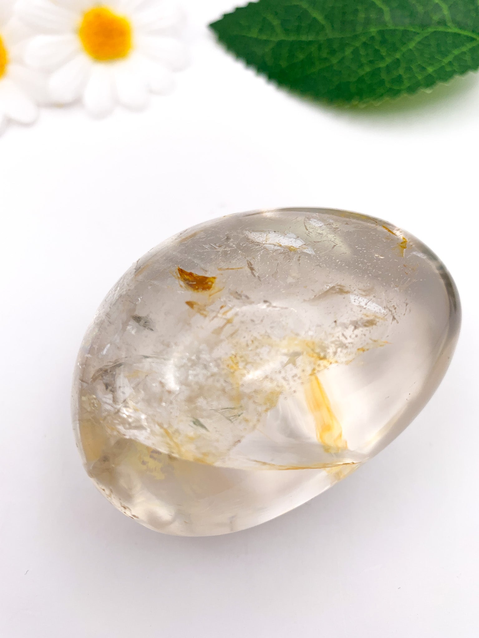 Clear Quartz Palm Stone - Crystal Love Treasures