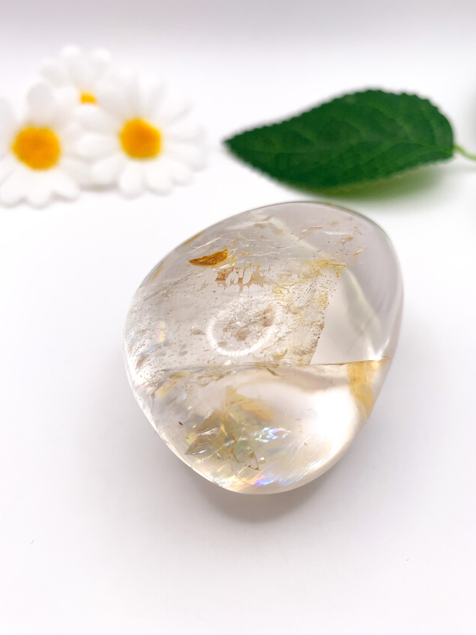 Clear Quartz Palm Stone - Crystal Love Treasures