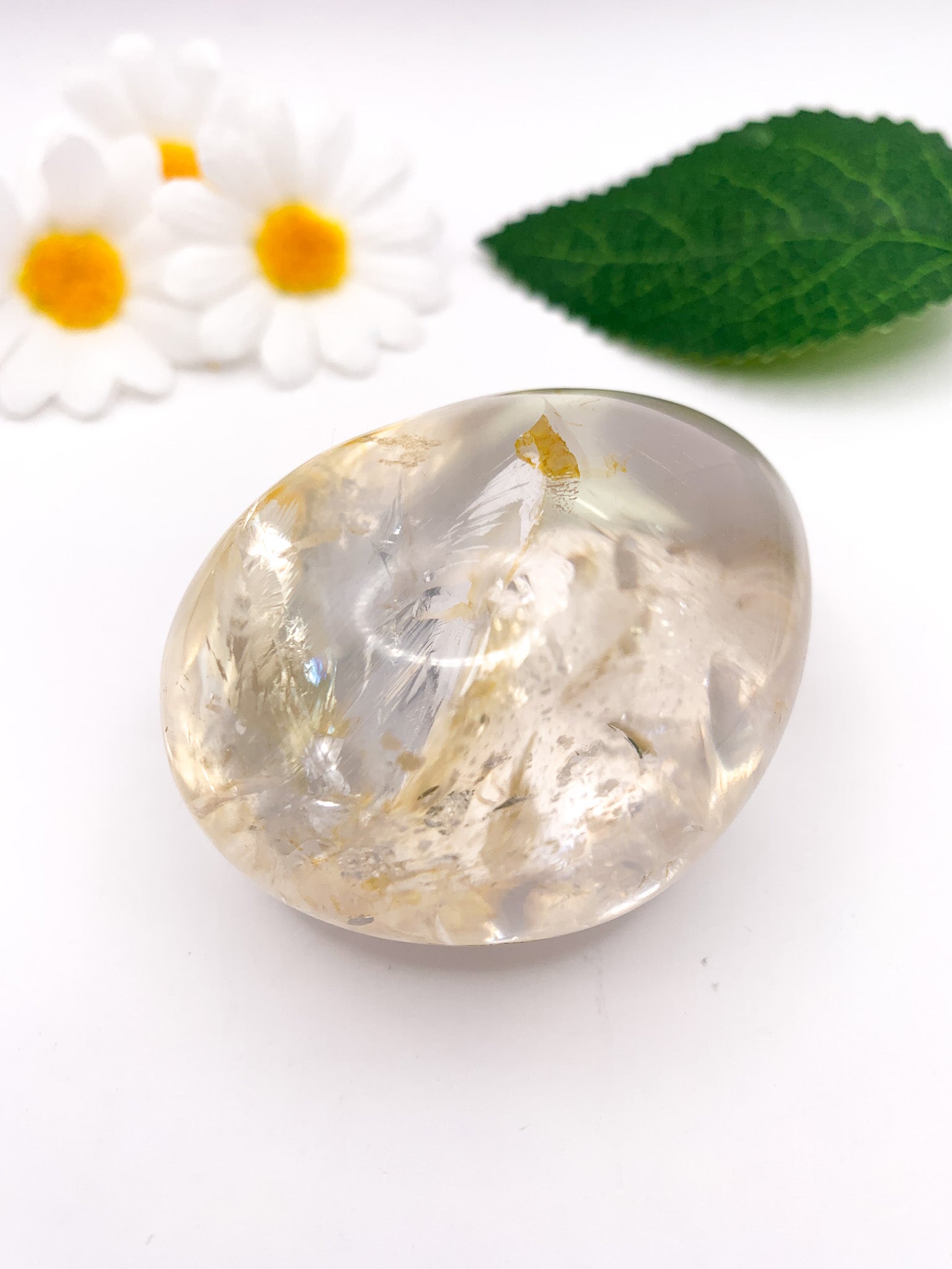 Clear Quartz Palm Stone - Crystal Love Treasures