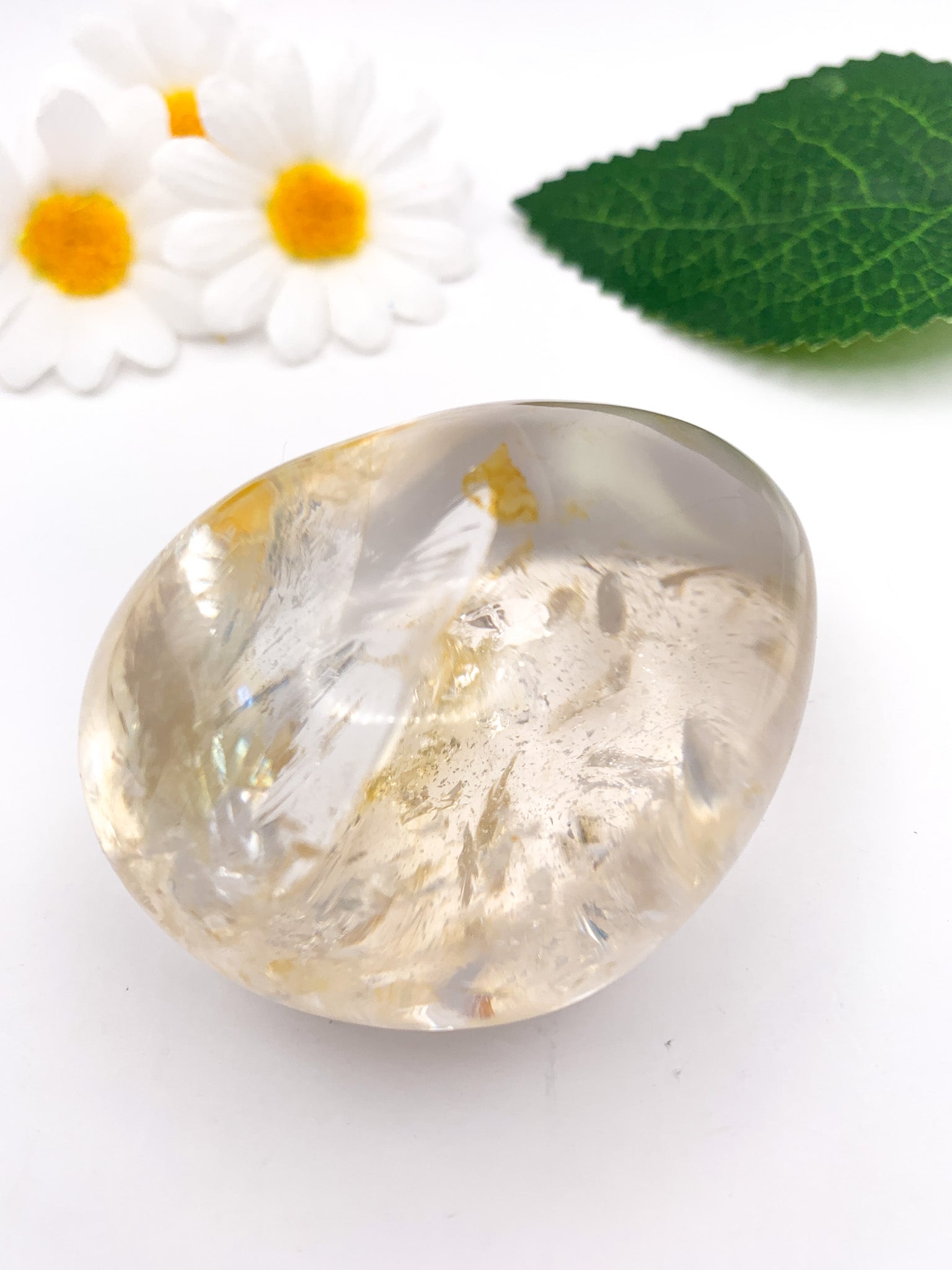 Clear Quartz Palm Stone - Crystal Love Treasures