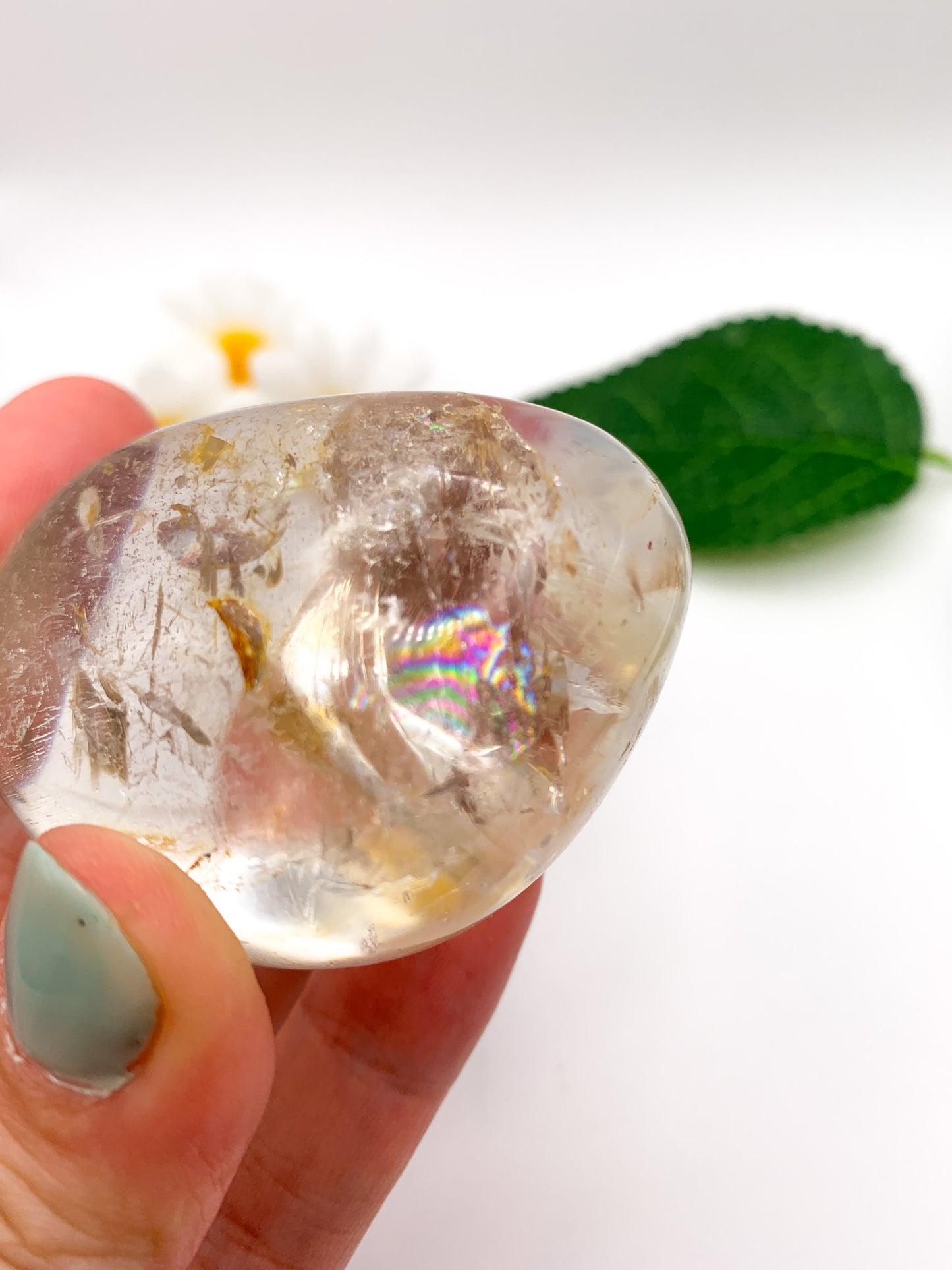 Clear Quartz Palm Stone - Crystal Love Treasures