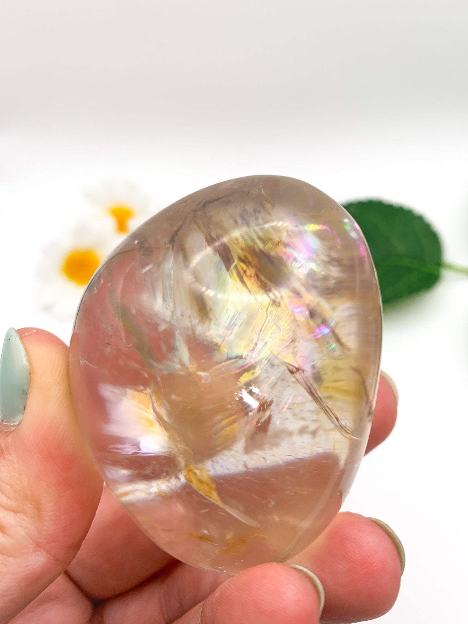 Clear Quartz Palm Stone - Crystal Love Treasures