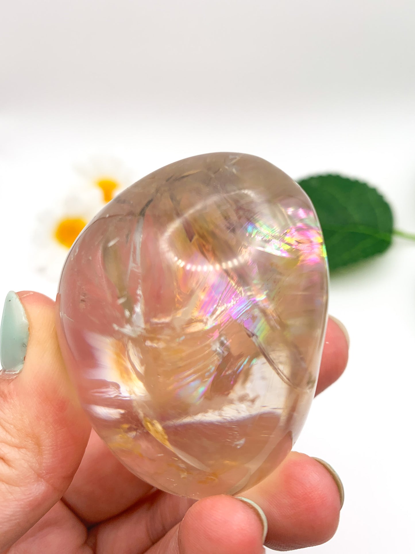 Clear Quartz Palm Stone - Crystal Love Treasures