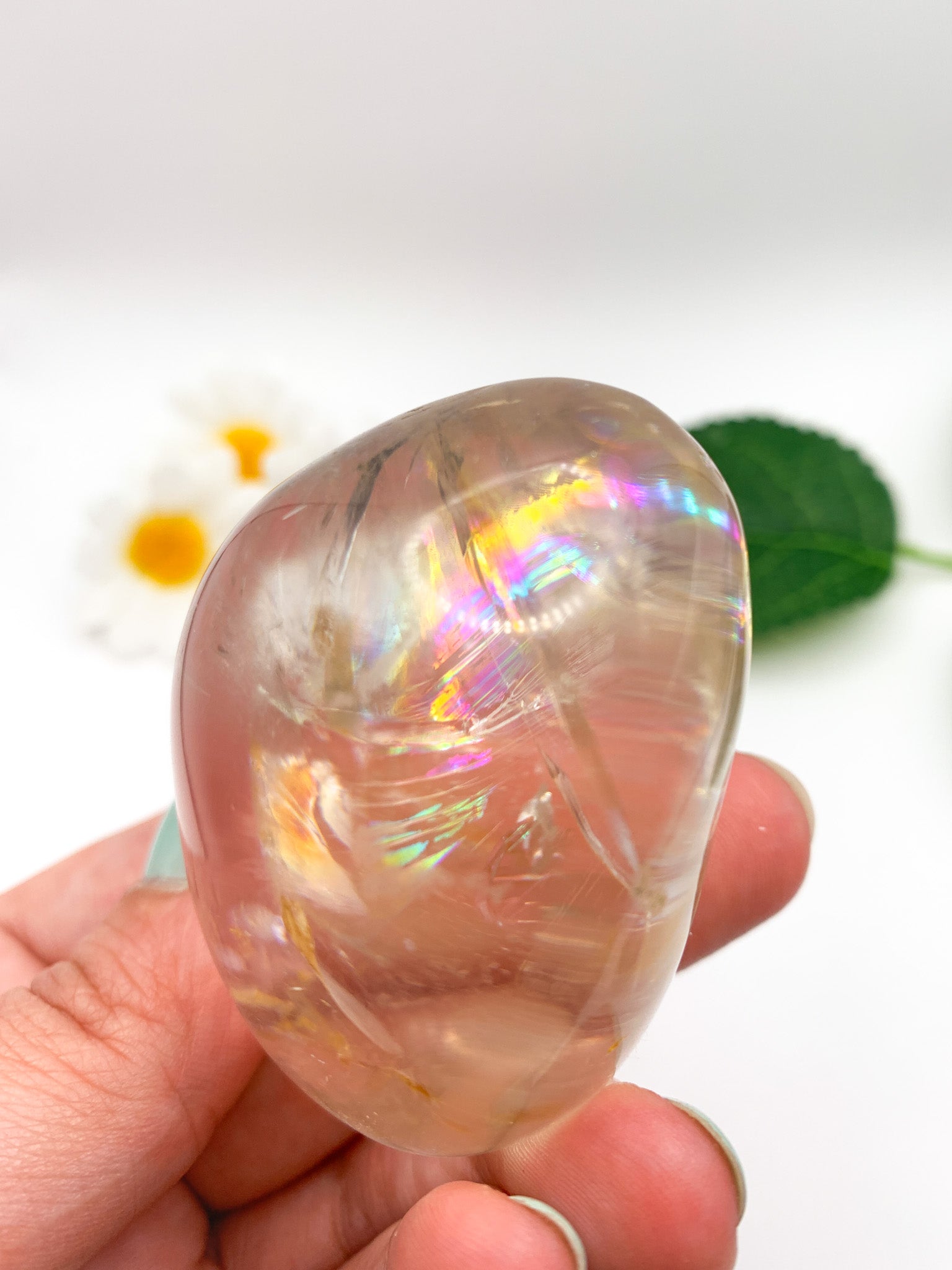 Clear Quartz Palm Stone - Crystal Love Treasures