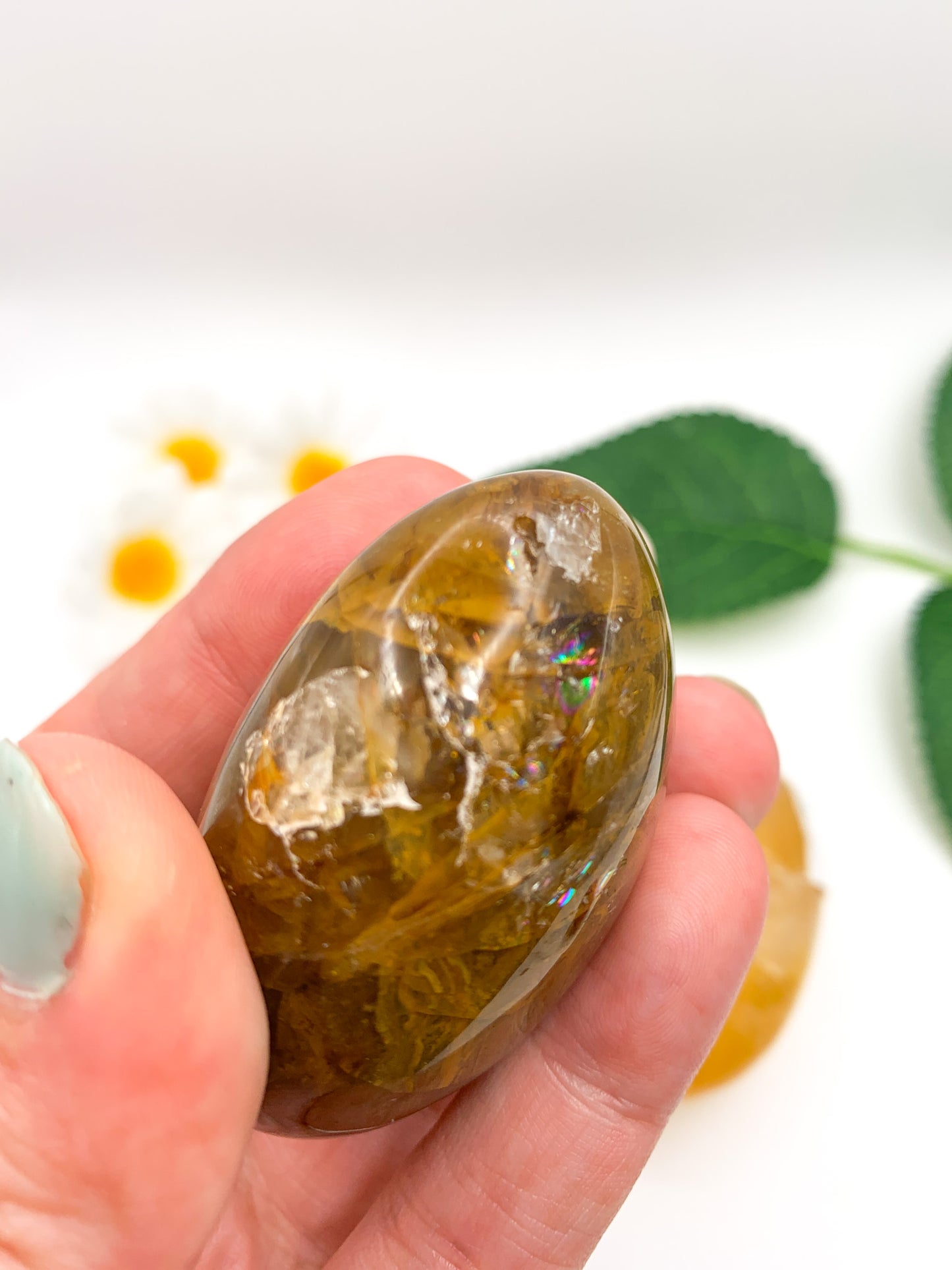 Golden Healer Quartz Palm Stone - Crystal Love Treasures