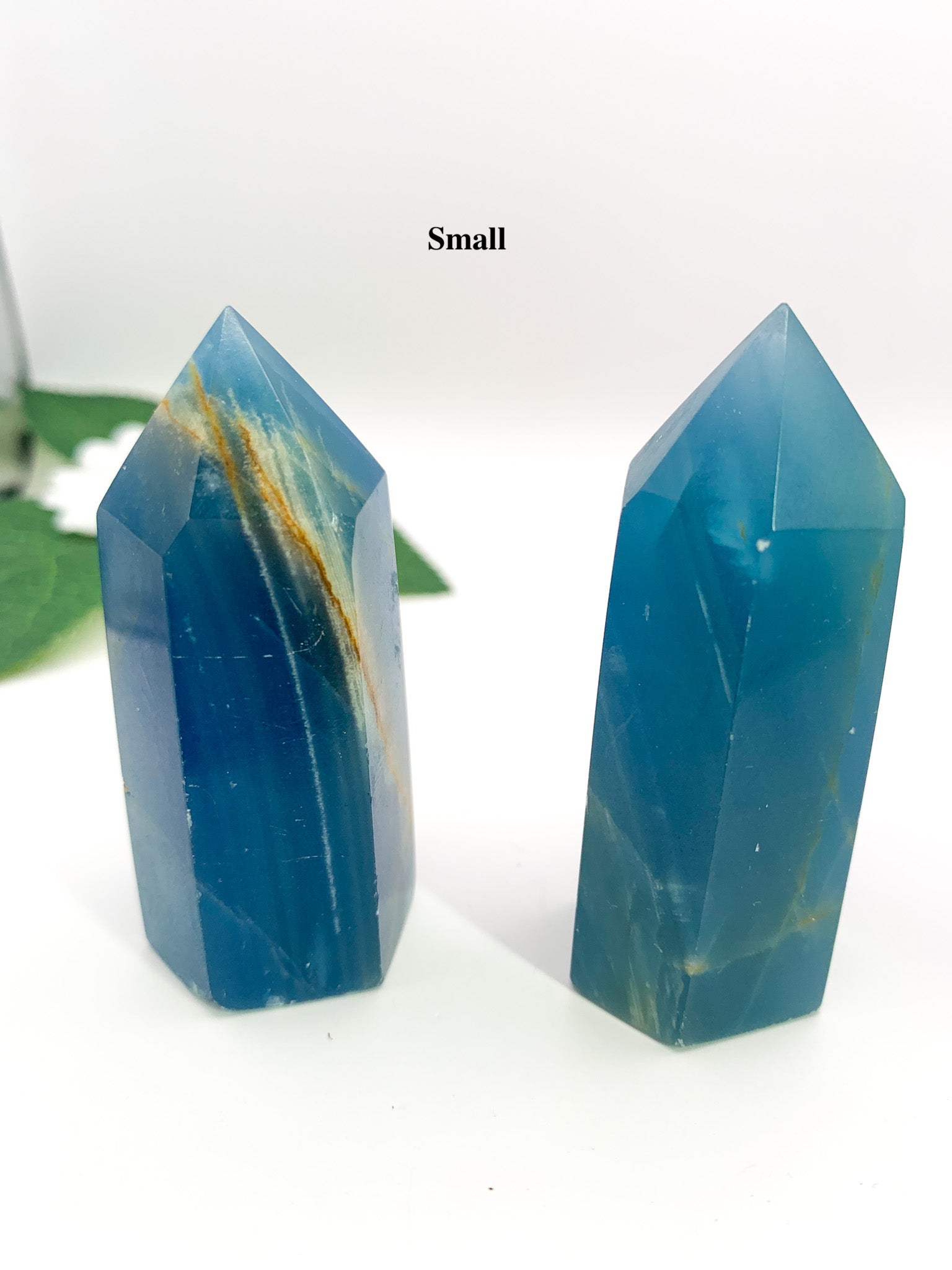 Lemurian Aquatine Calcite Tower/ Argentinian Blue Onyx (Rare) - Crystal Love Treasures