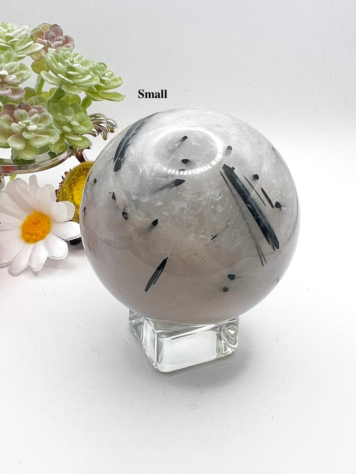 Black Tourmaline and Clear Quartz Crystal Sphere - Crystal Love Treasures