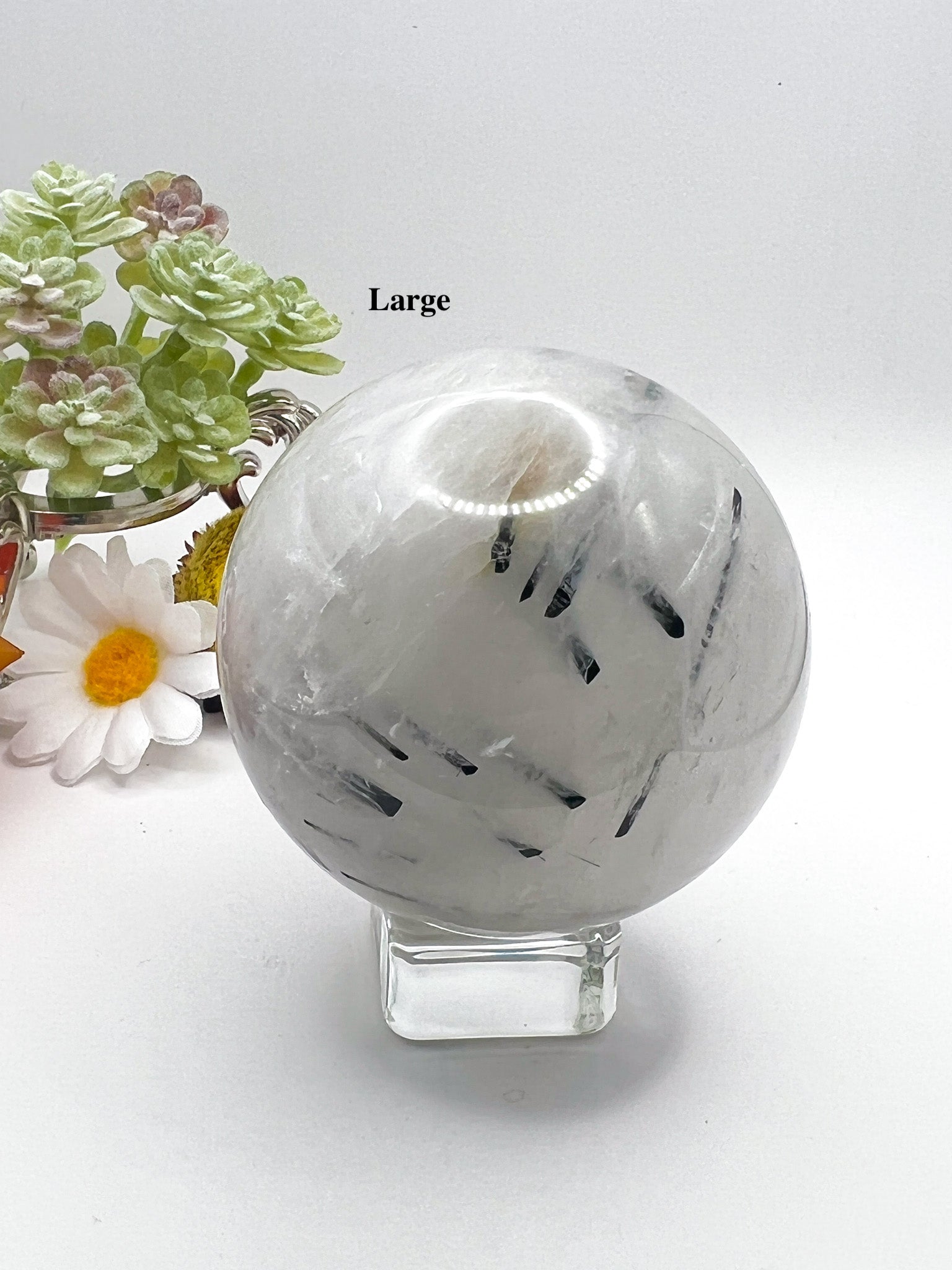 Black Tourmaline and Clear Quartz Crystal Sphere - Crystal Love Treasures