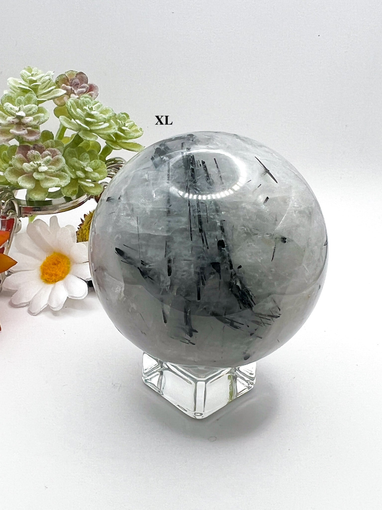 Black Tourmaline and Clear Quartz Crystal Sphere - Crystal Love Treasures