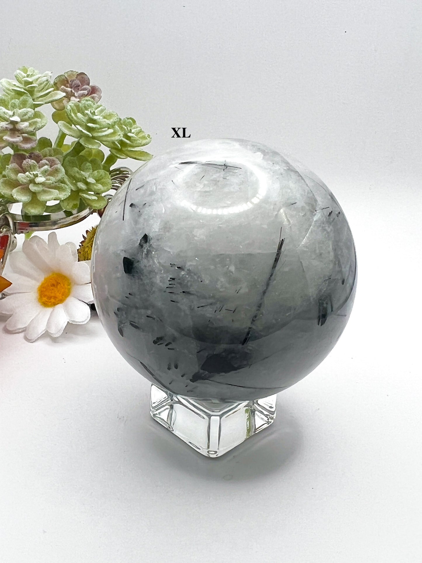 Black Tourmaline and Clear Quartz Crystal Sphere - Crystal Love Treasures