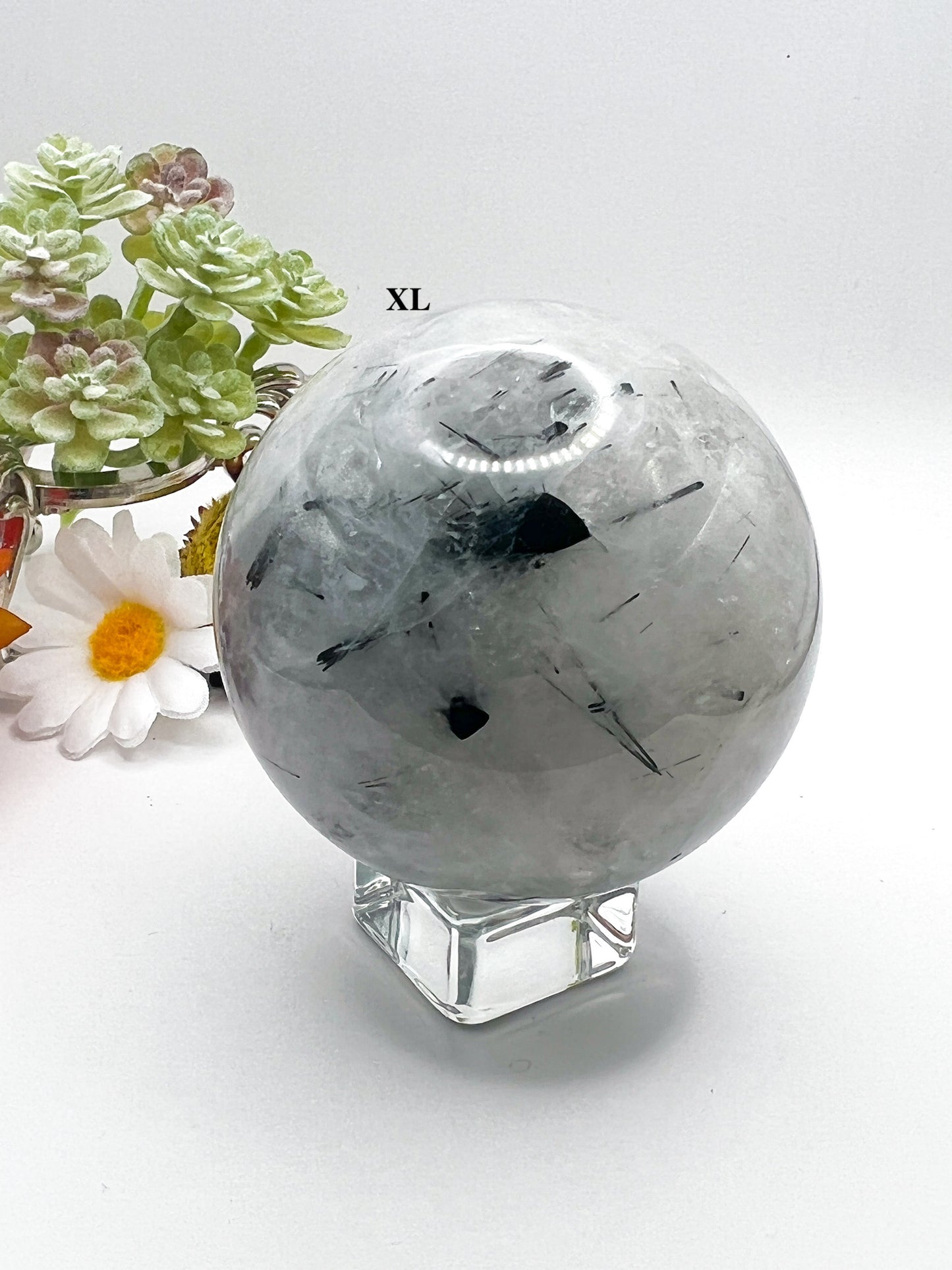 Black Tourmaline and Clear Quartz Crystal Sphere - Crystal Love Treasures