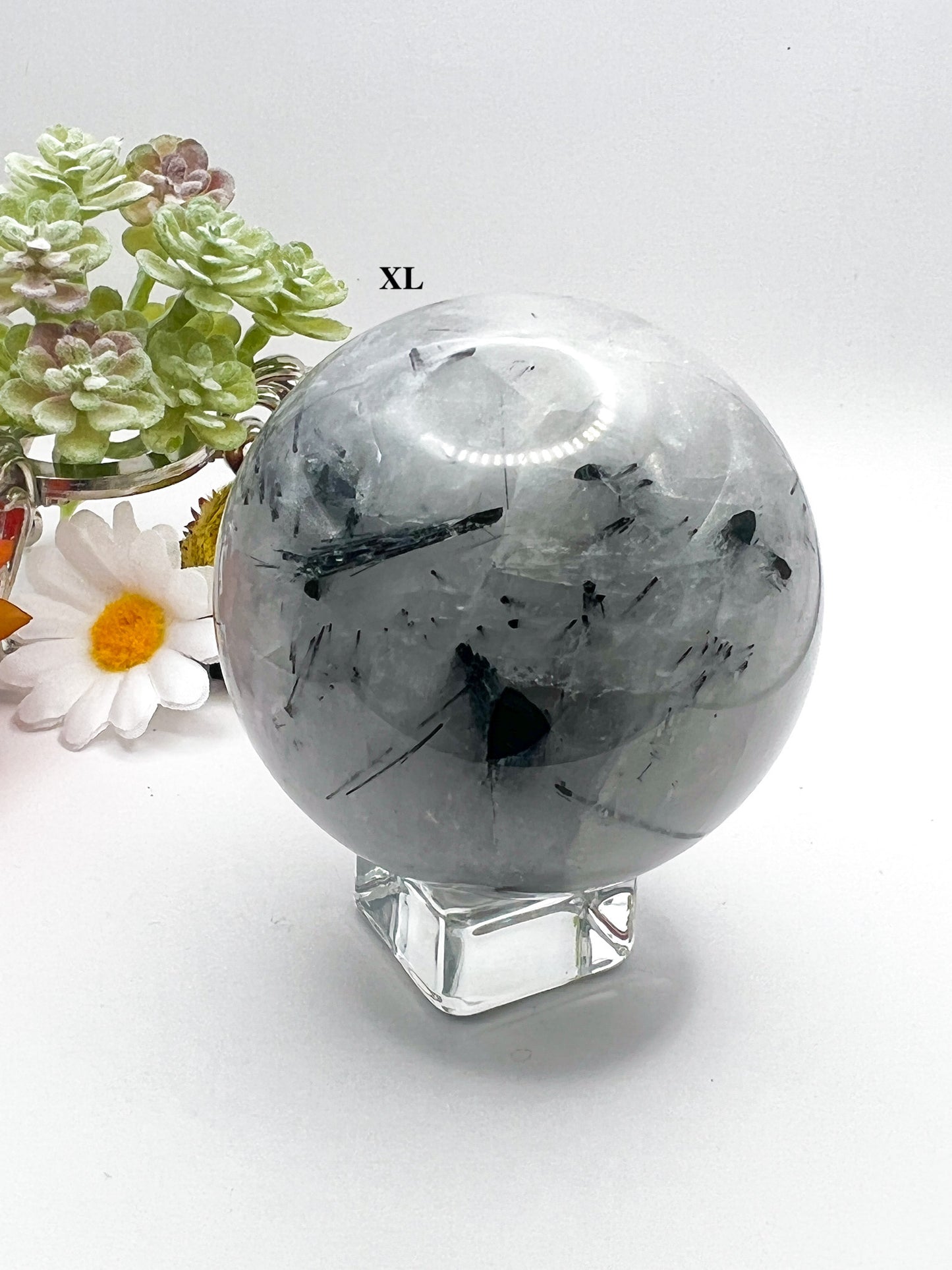 Black Tourmaline and Clear Quartz Crystal Sphere - Crystal Love Treasures