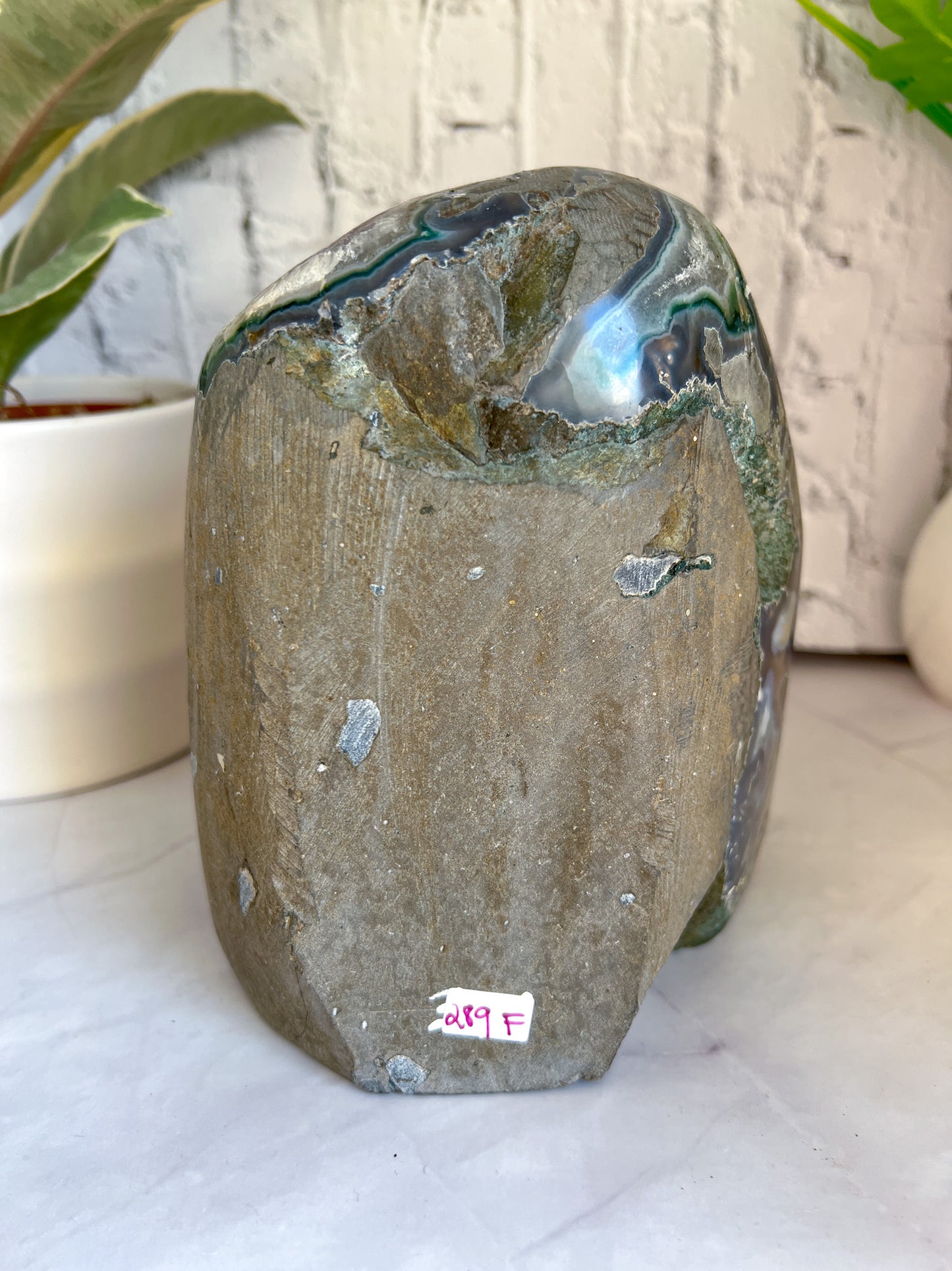 Amethyst Cut base with Calcite inclusion - Crystal Love Treasures