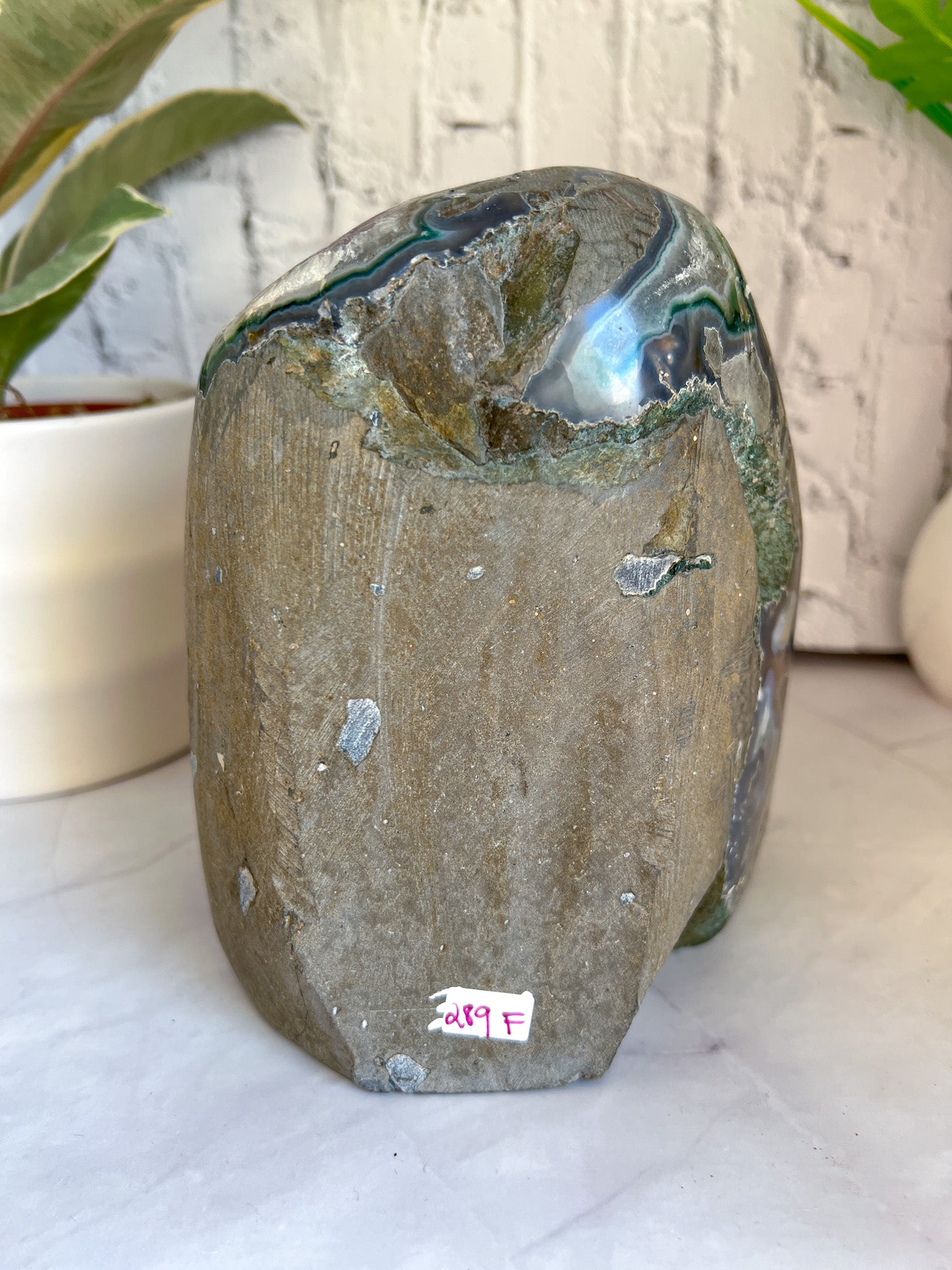 Amethyst Cut base with Calcite inclusion - Crystal Love Treasures