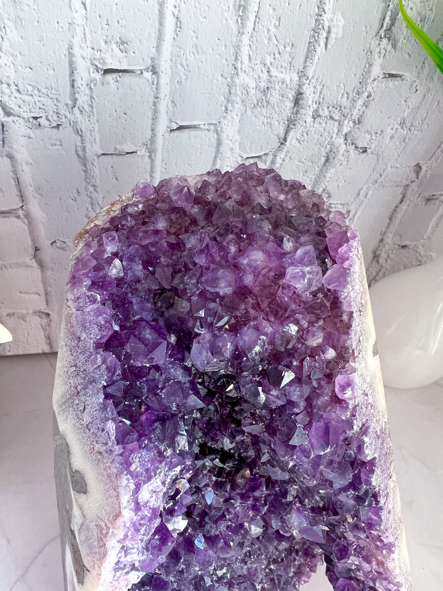Amethyst Cut base with Quartz inclusions - Crystal Love Treasures