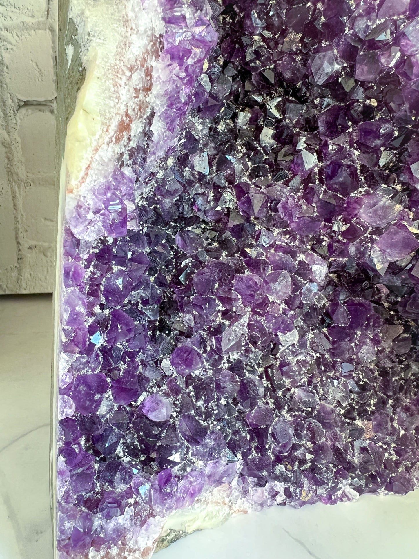 Amethyst Cut base with Quartz inclusions - Crystal Love Treasures