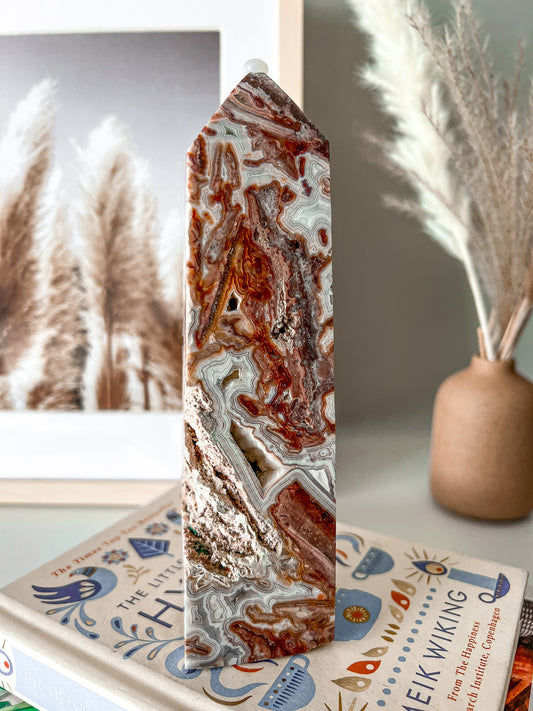 Mexican Lace Agate Tower - Crystal Love Treasures