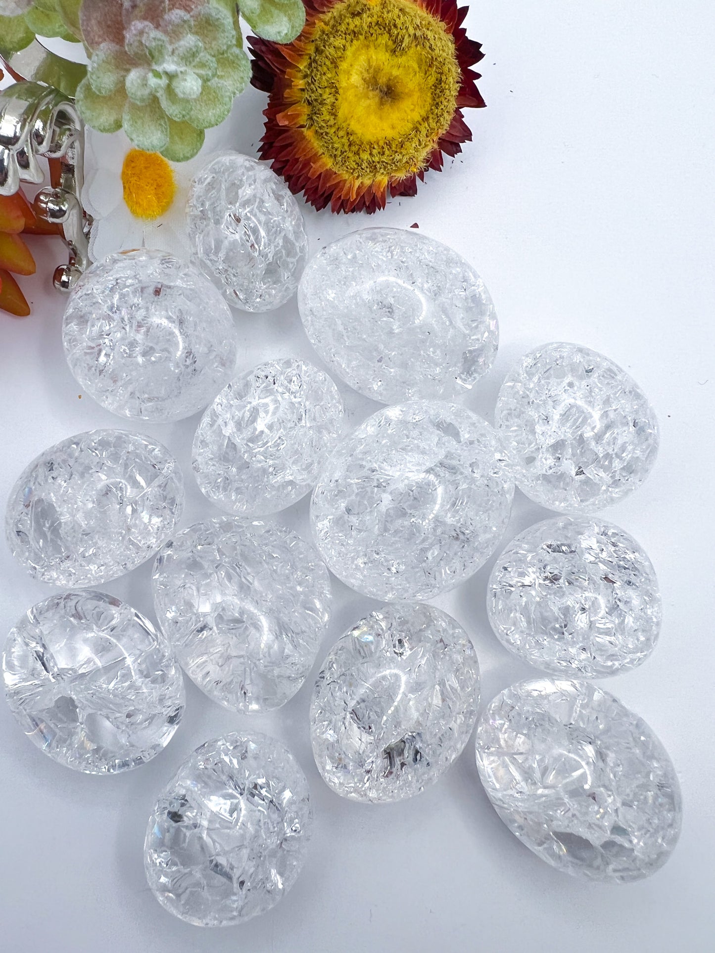 Fire and Ice Quartz Crackle Quartz Tumbles - Crystal Love Treasures