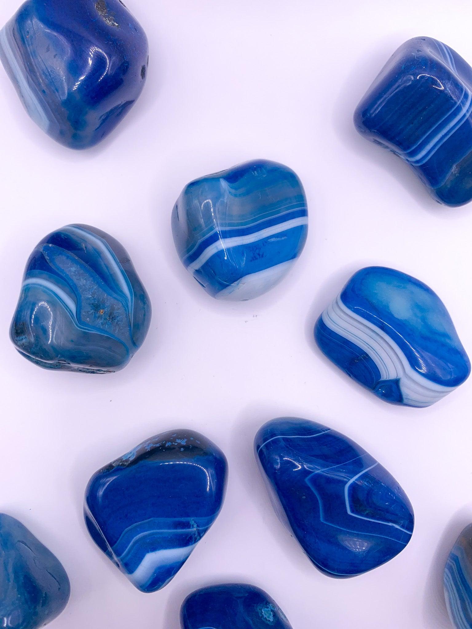 Blue Banded Agate Tumbles - Crystal Love Treasures