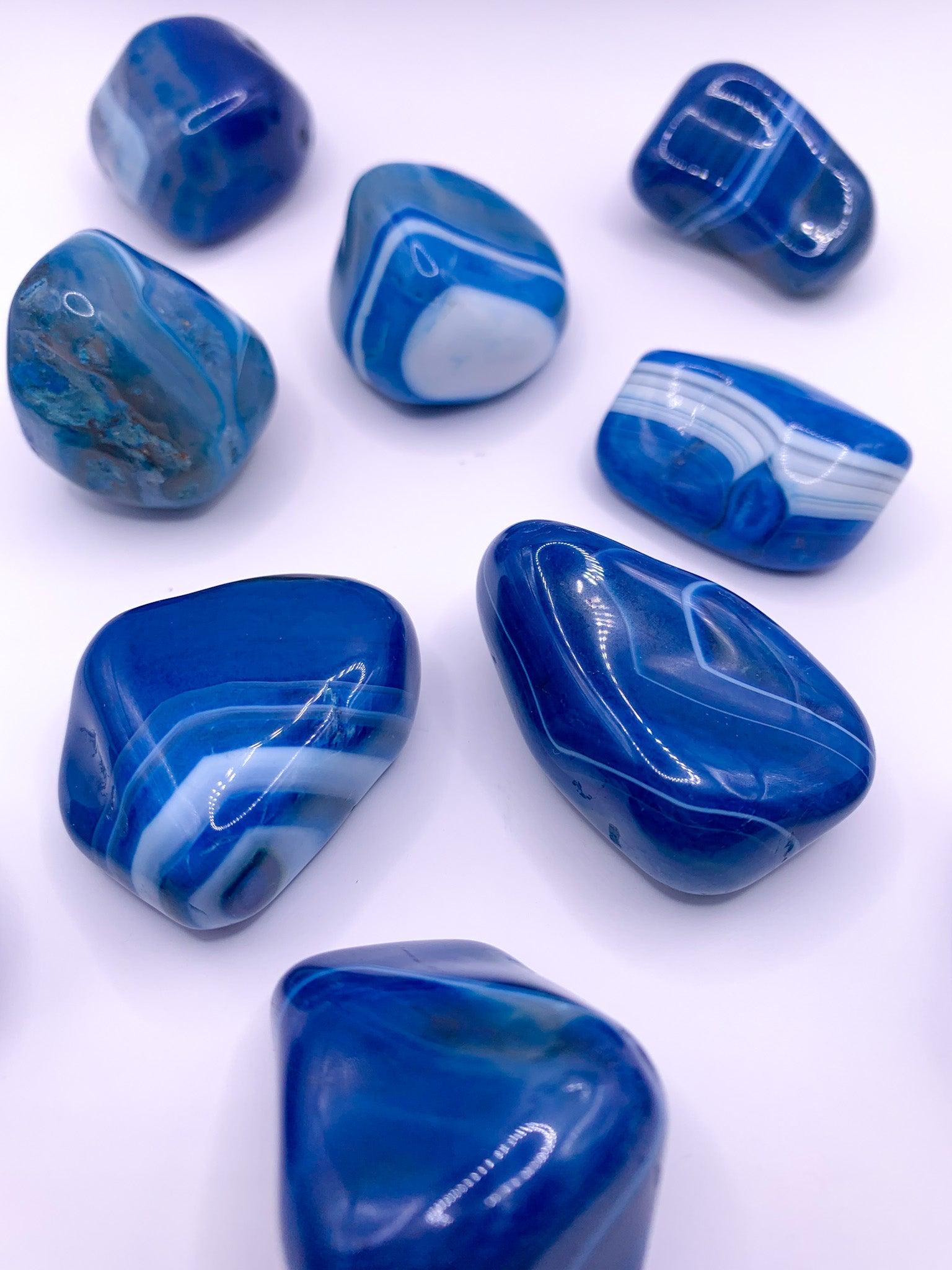 Blue Banded Agate Tumbles - Crystal Love Treasures