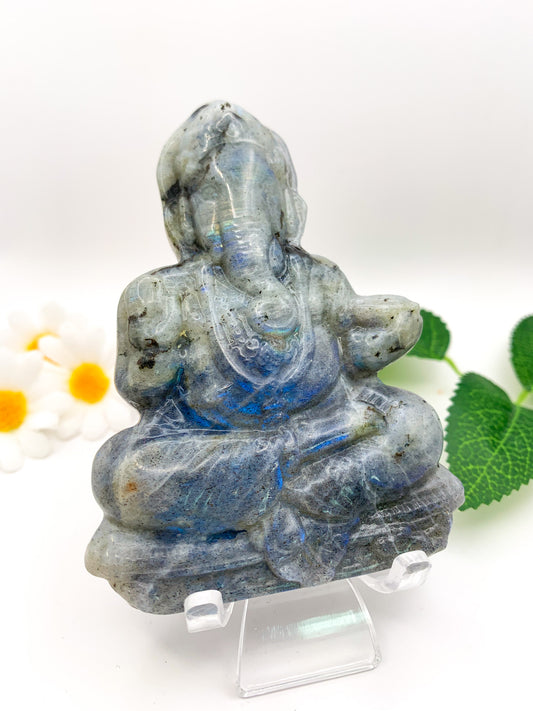 Labradorite Ganesha Carving (Hand-carved) - Crystal Love Treasures