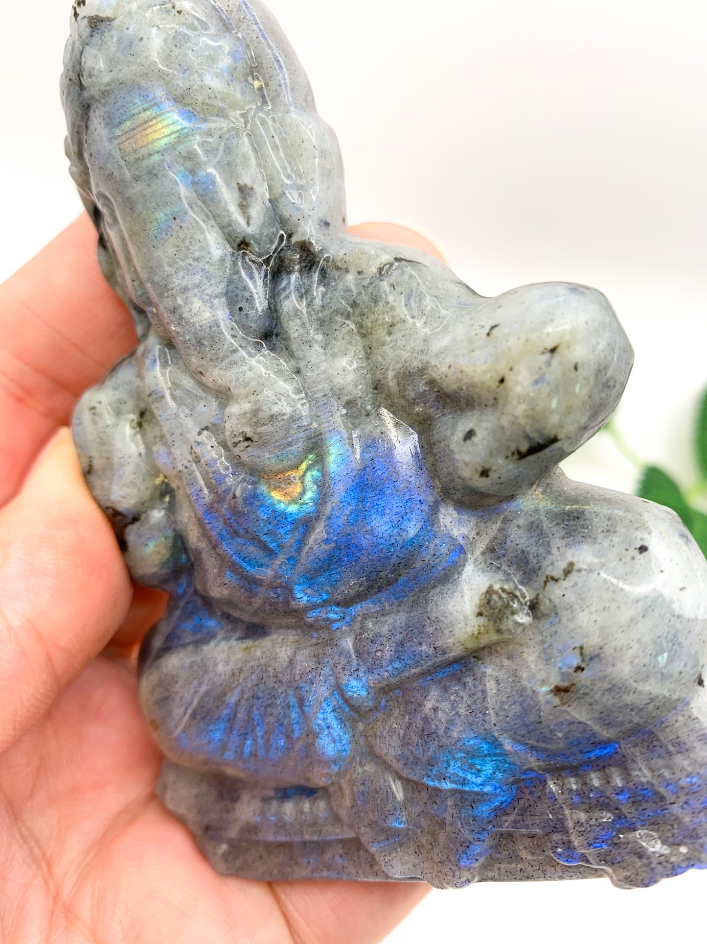 Labradorite Ganesha Carving (Hand-carved) - Crystal Love Treasures