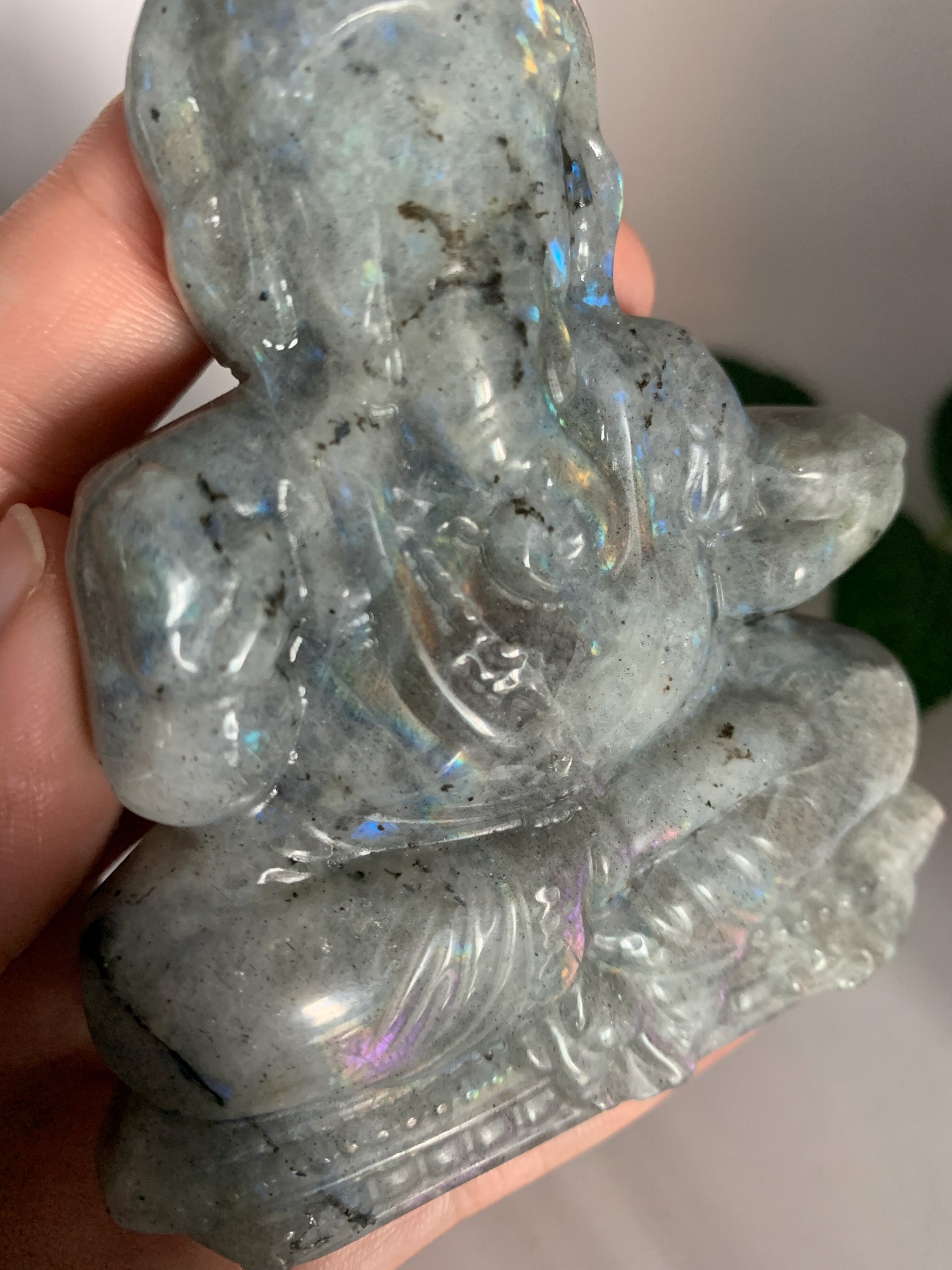 Labradorite Ganesha Carving (Hand-carved) - Crystal Love Treasures
