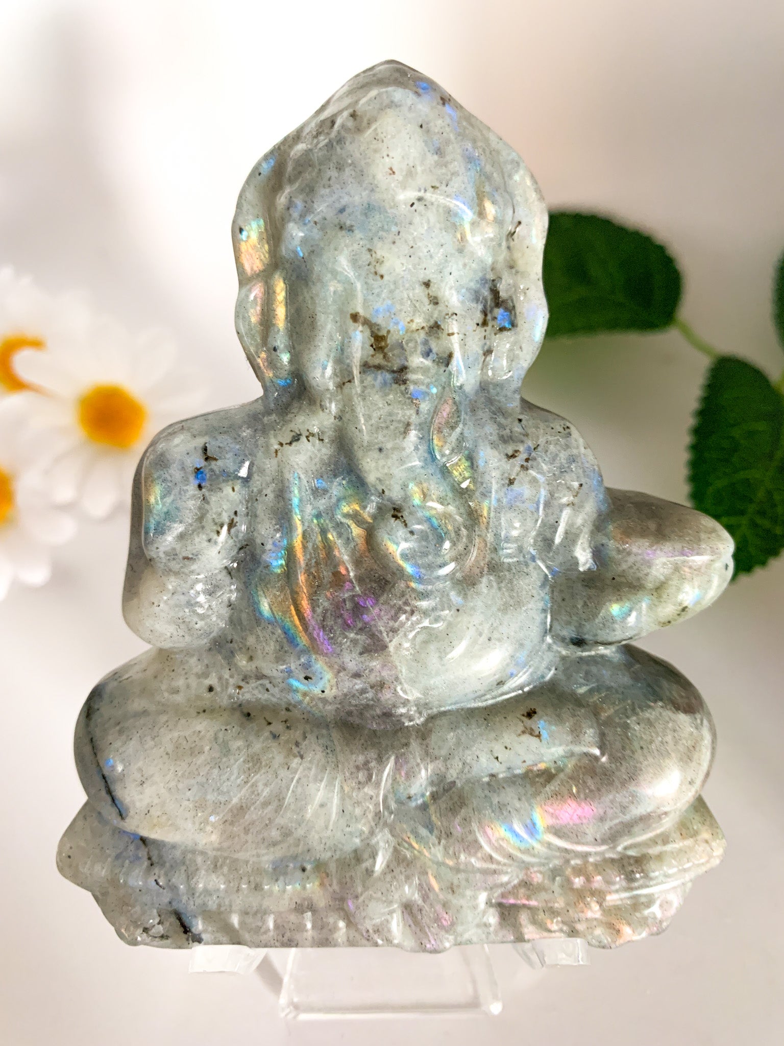 Labradorite Ganesha Carving (Hand-carved) - Crystal Love Treasures