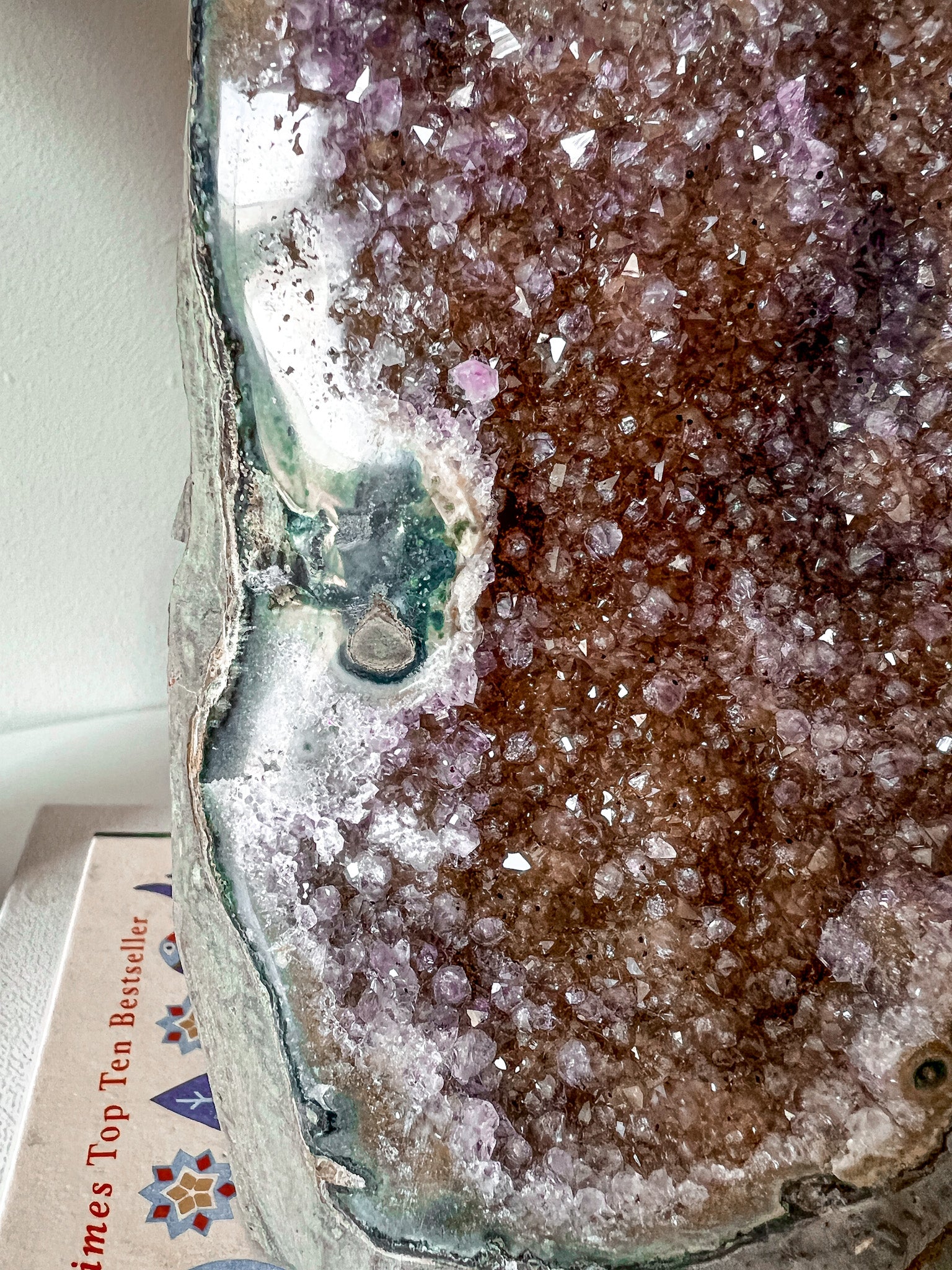 Rainbow Amethyst Free Form Cut Base with Stalactite Eye Inclusions - Crystal Love Treasures