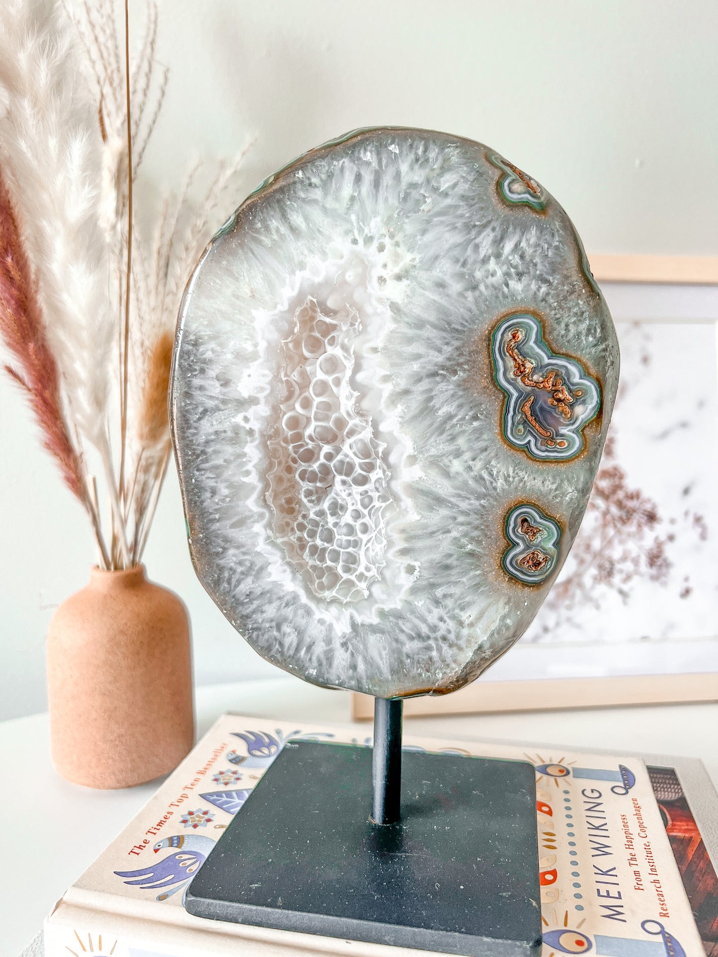 Druzy Agate Geode on Stand - Crystal Love Treasures