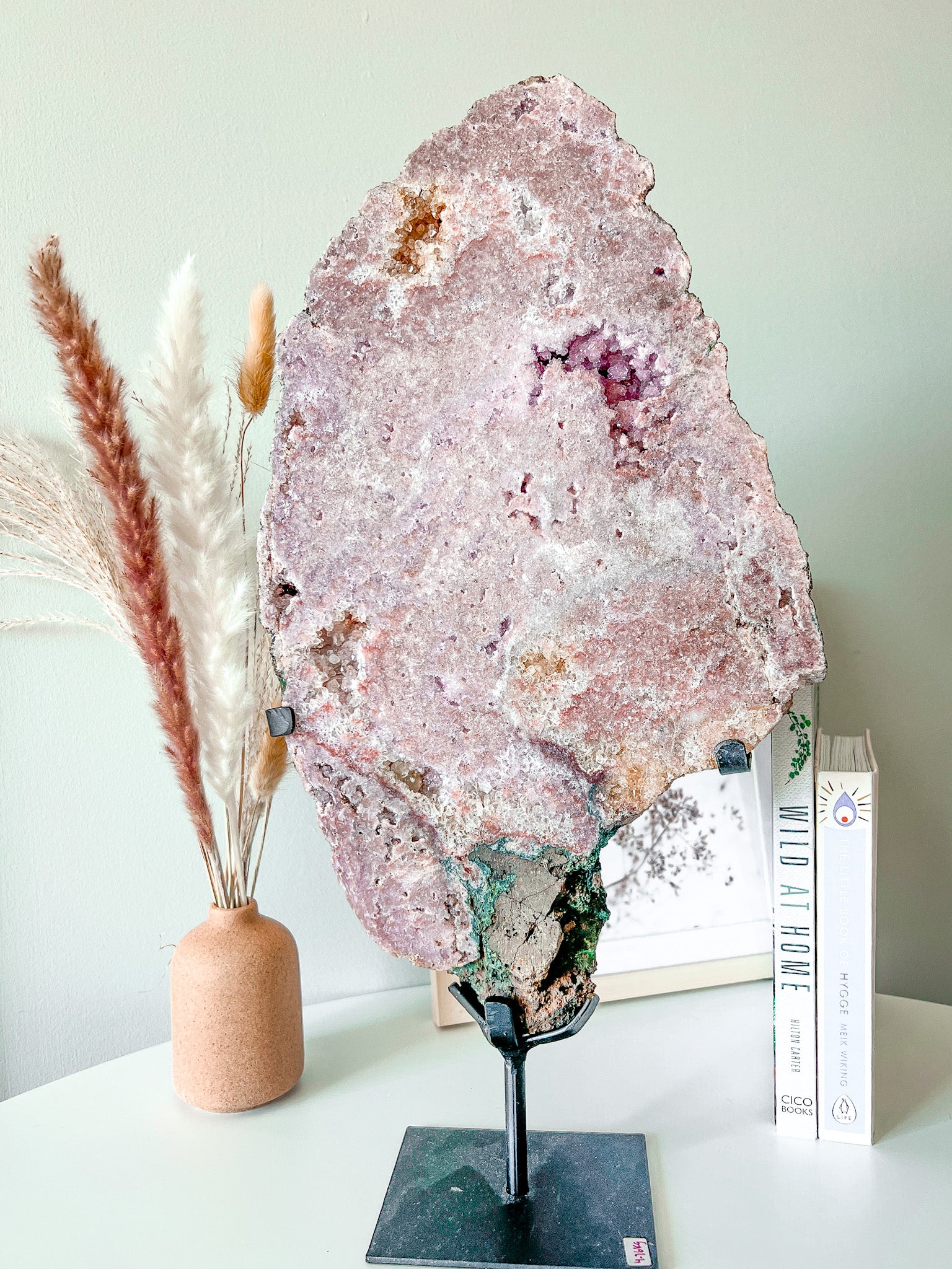 XL Pink Amethyst Slab on stand - removable - Crystal Love Treasures