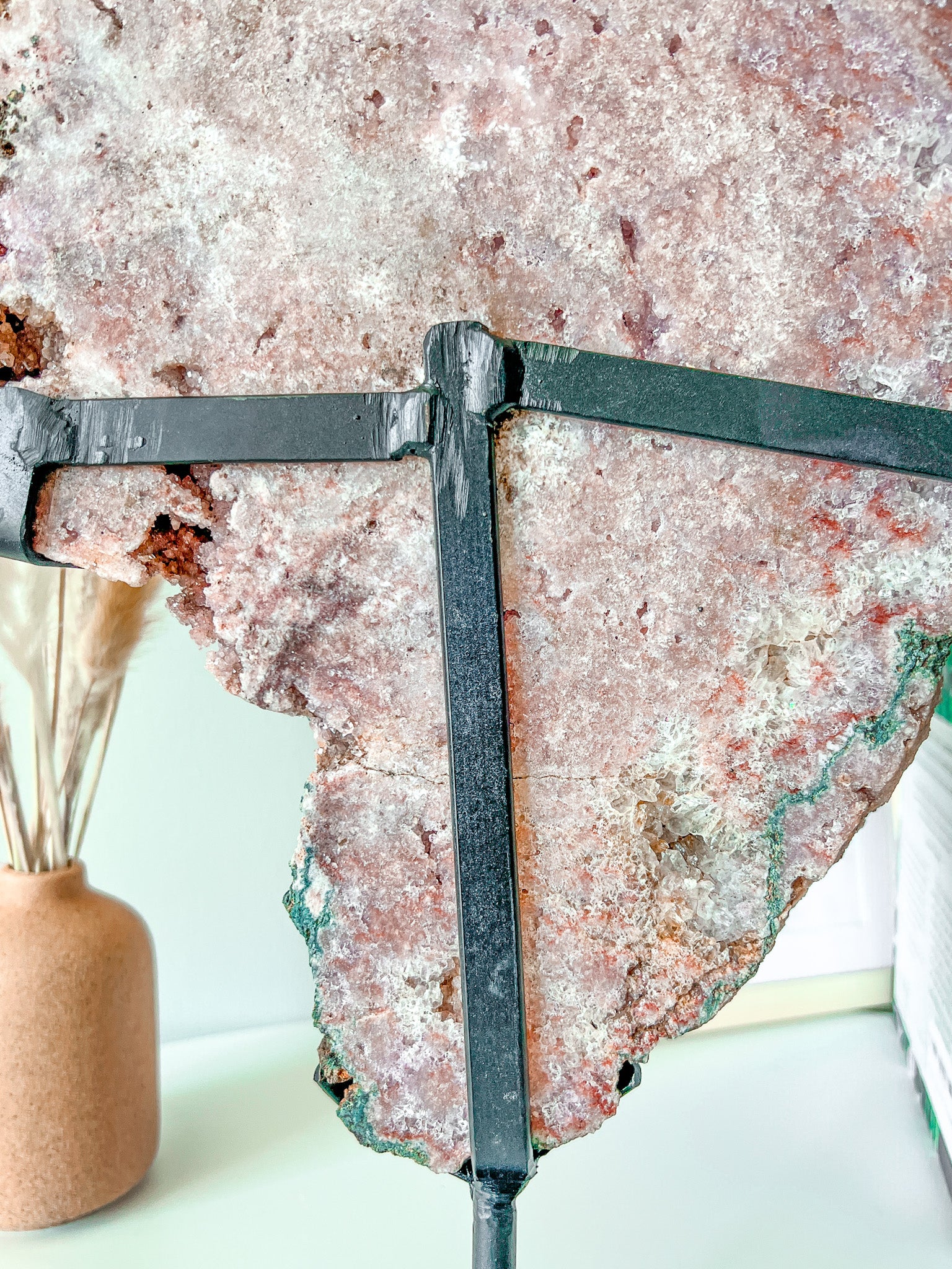 XL Pink Amethyst Slab on stand - removable - Crystal Love Treasures