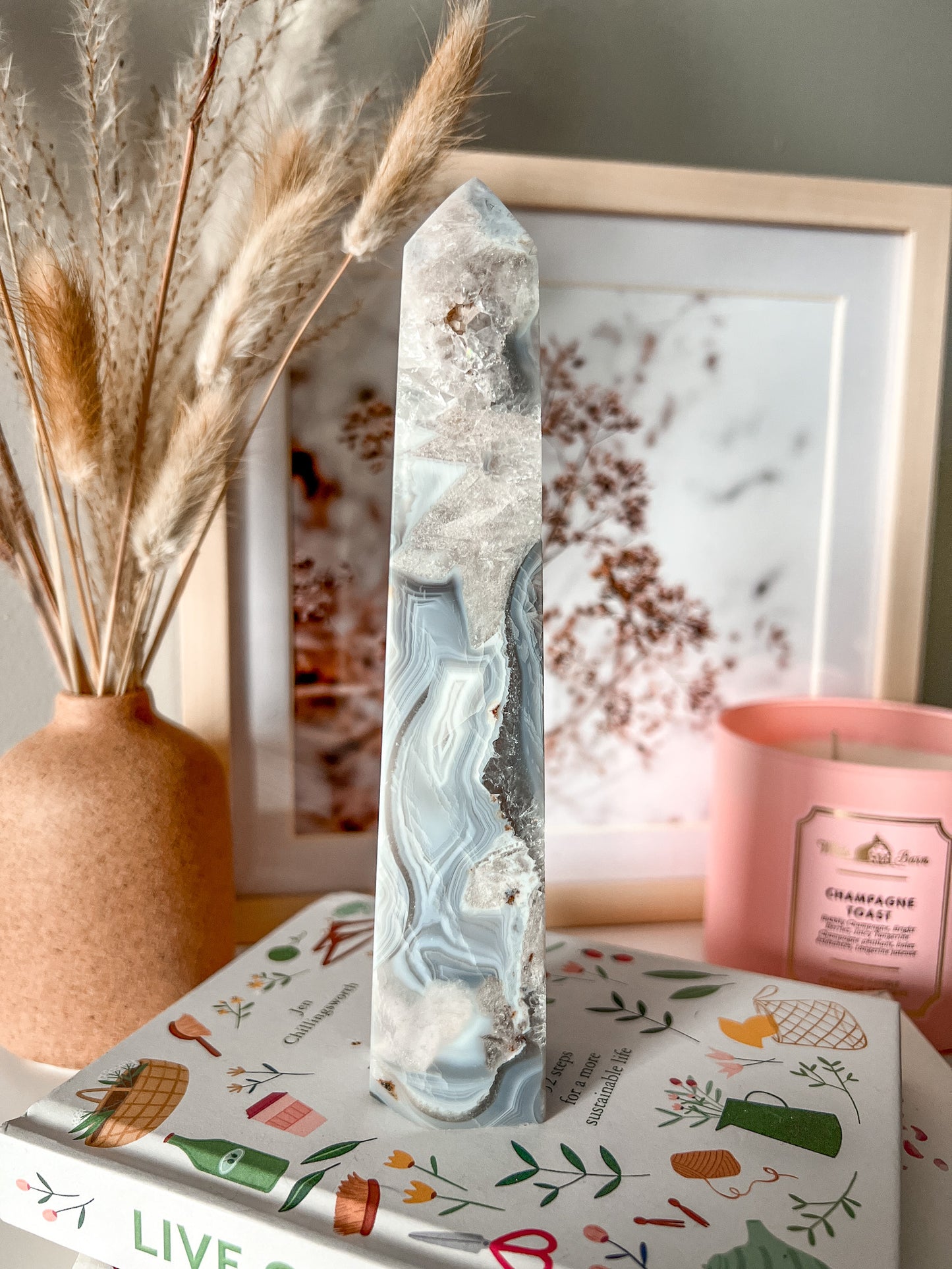 Druzy Agate Quartz Obelisk