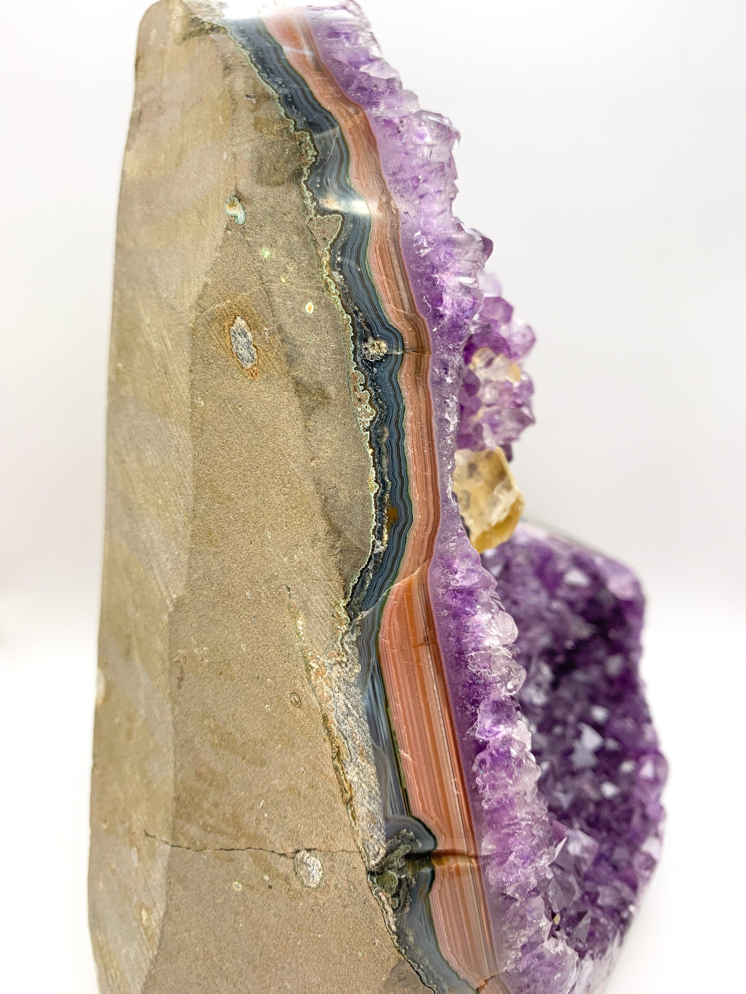 Amethyst Raw Cut Base with Calcite Inclusion - Crystal Love Treasures