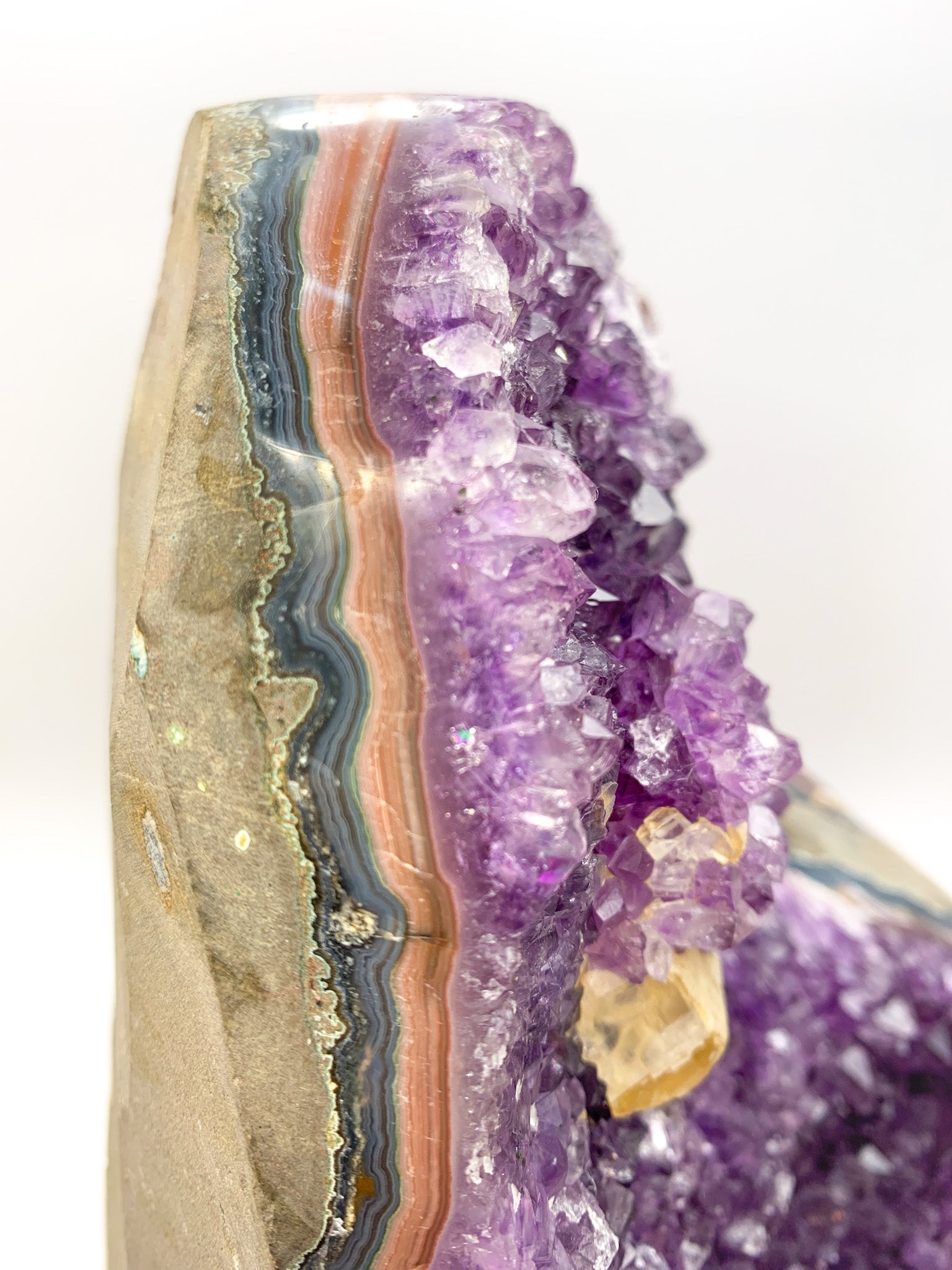 Amethyst Raw Cut Base with Calcite Inclusion - Crystal Love Treasures