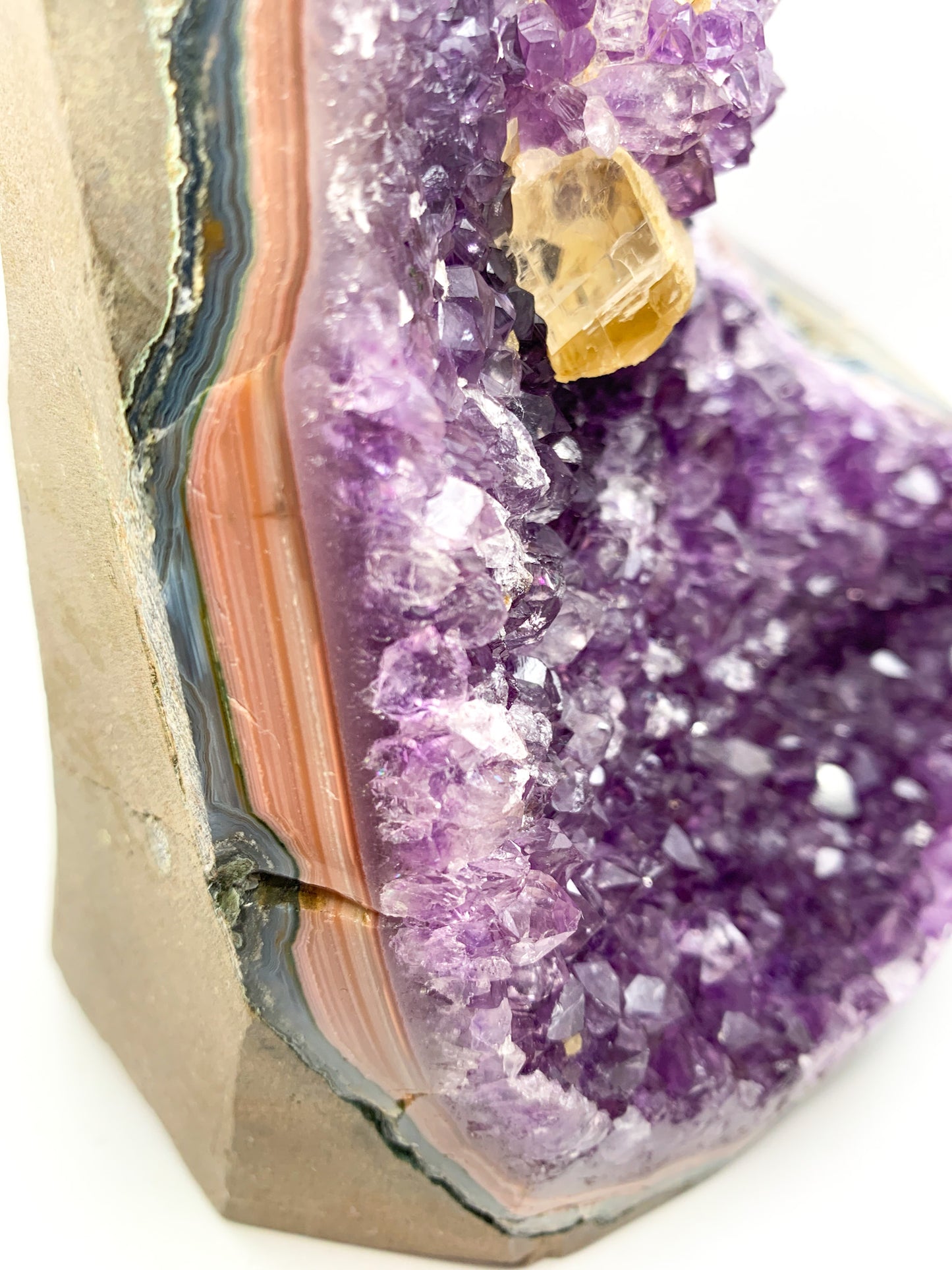 Amethyst Raw Cut Base with Calcite Inclusion - Crystal Love Treasures