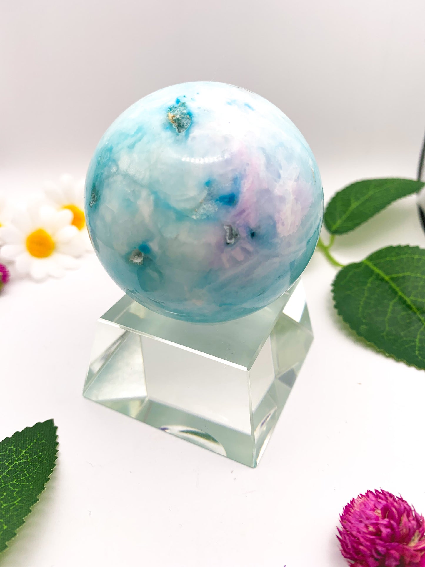 blue aragonite sphere