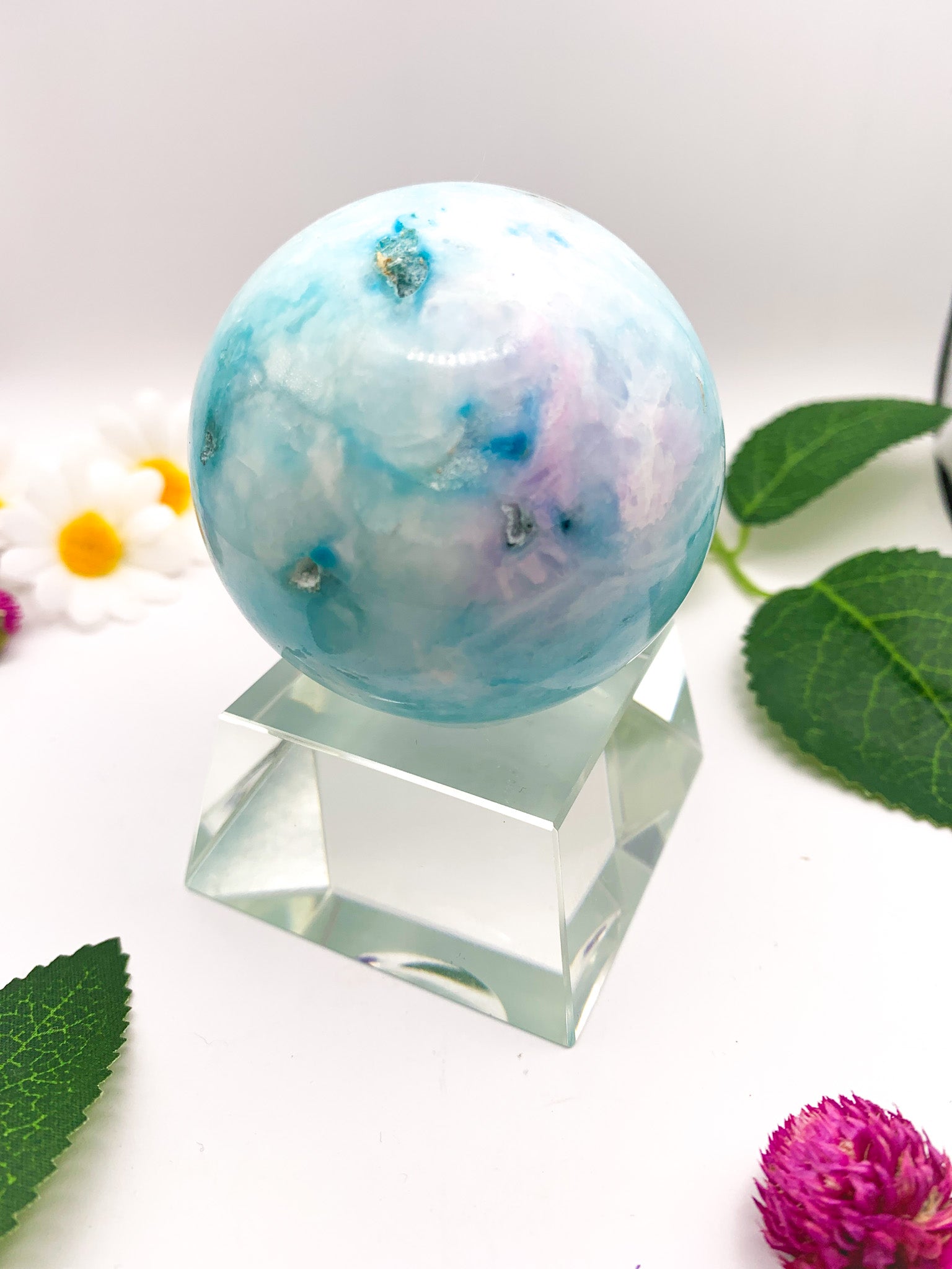 blue aragonite sphere