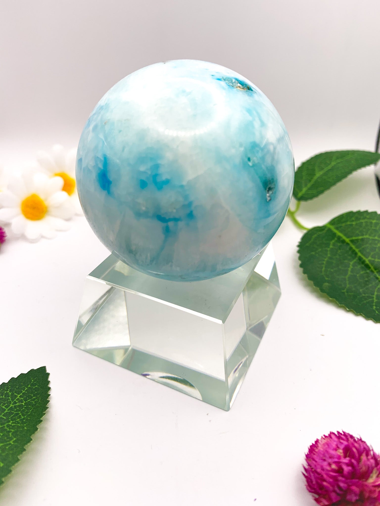 blue aragonite sphere