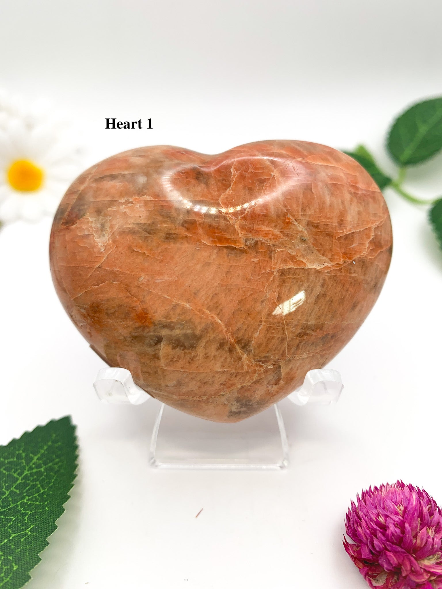Peach Moonstone Heart - Crystal Love Treasures