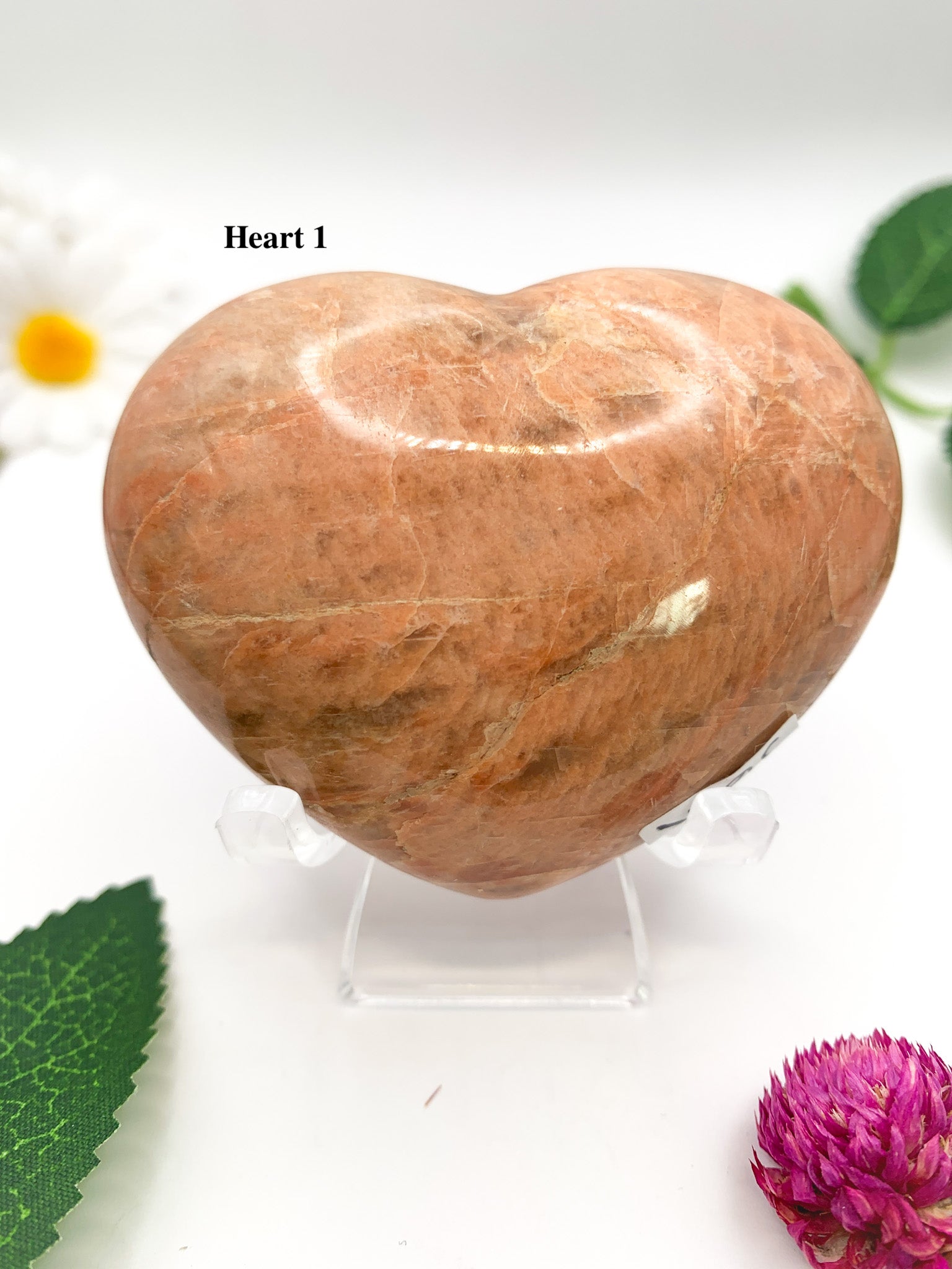 Peach Moonstone Heart - Crystal Love Treasures