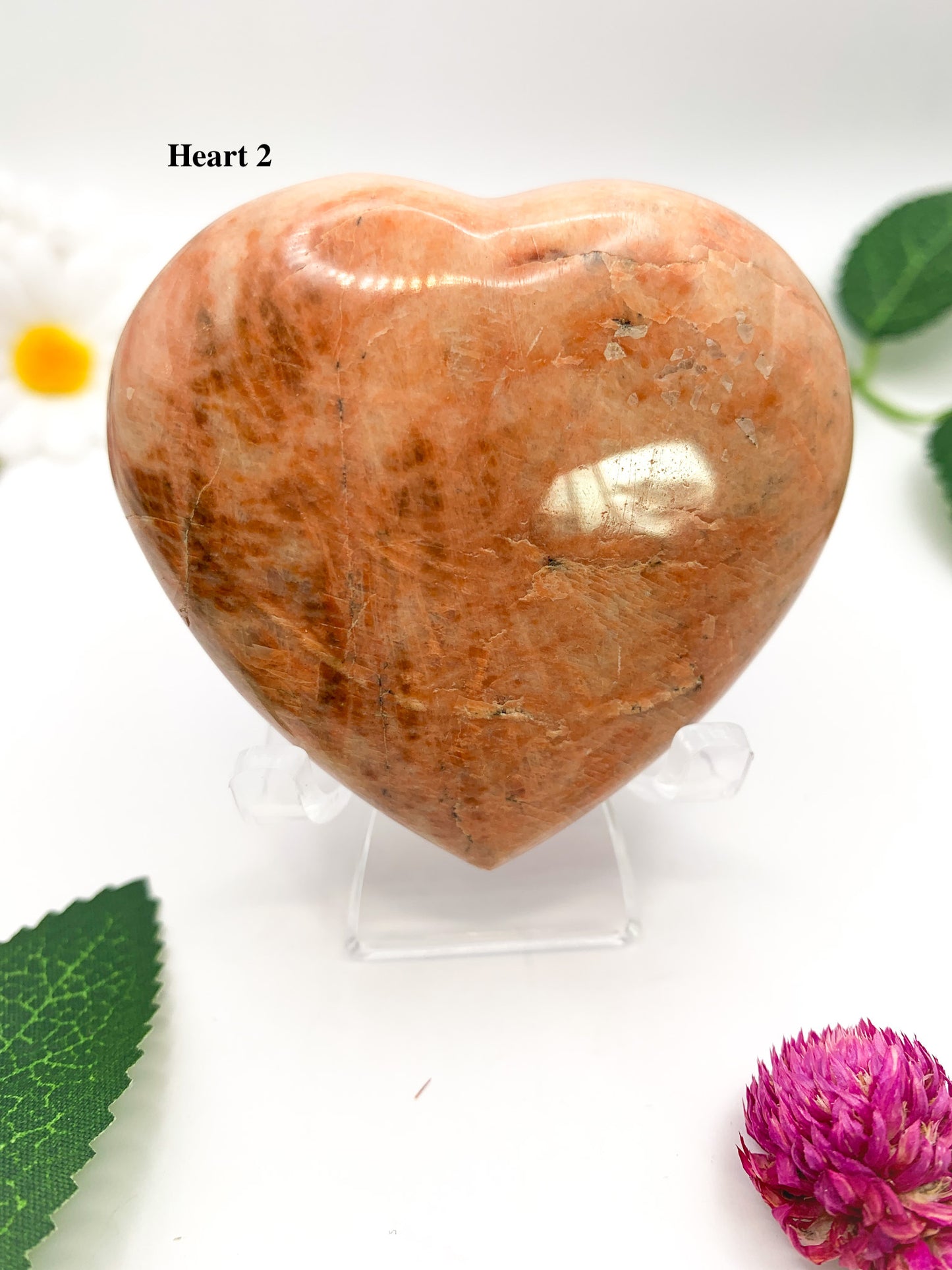 Peach Moonstone Heart - Crystal Love Treasures