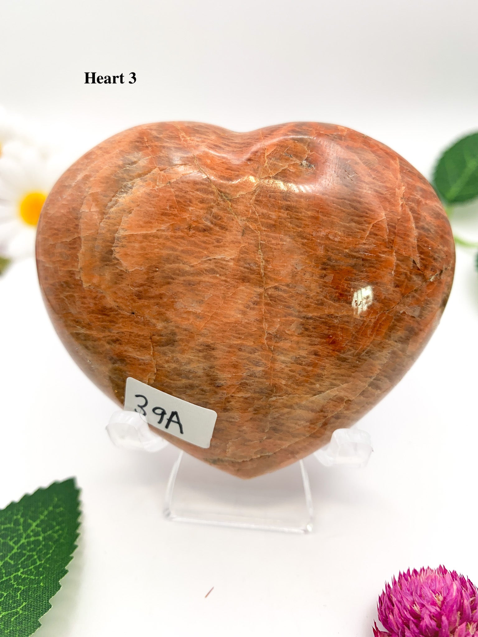 Peach Moonstone Heart - Crystal Love Treasures