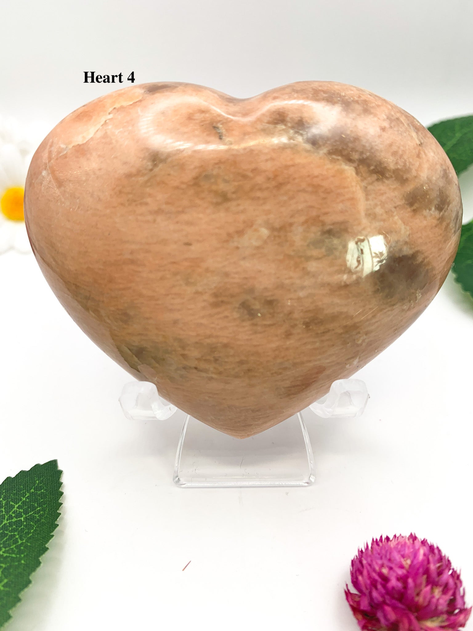 Peach Moonstone Heart - Crystal Love Treasures