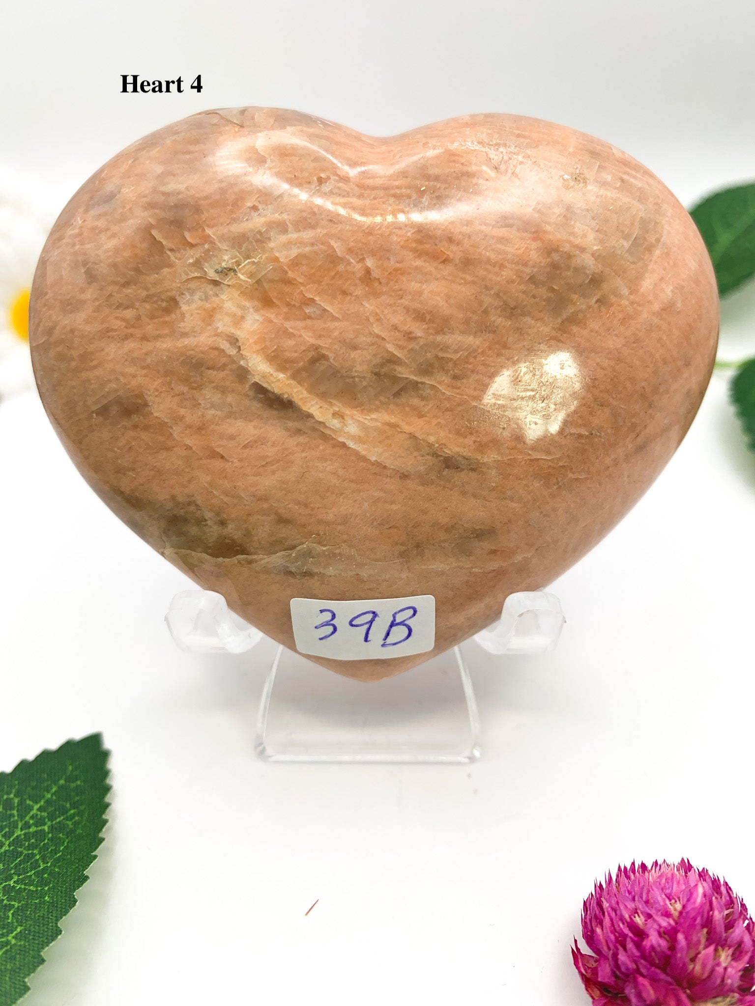 Peach Moonstone Heart - Crystal Love Treasures