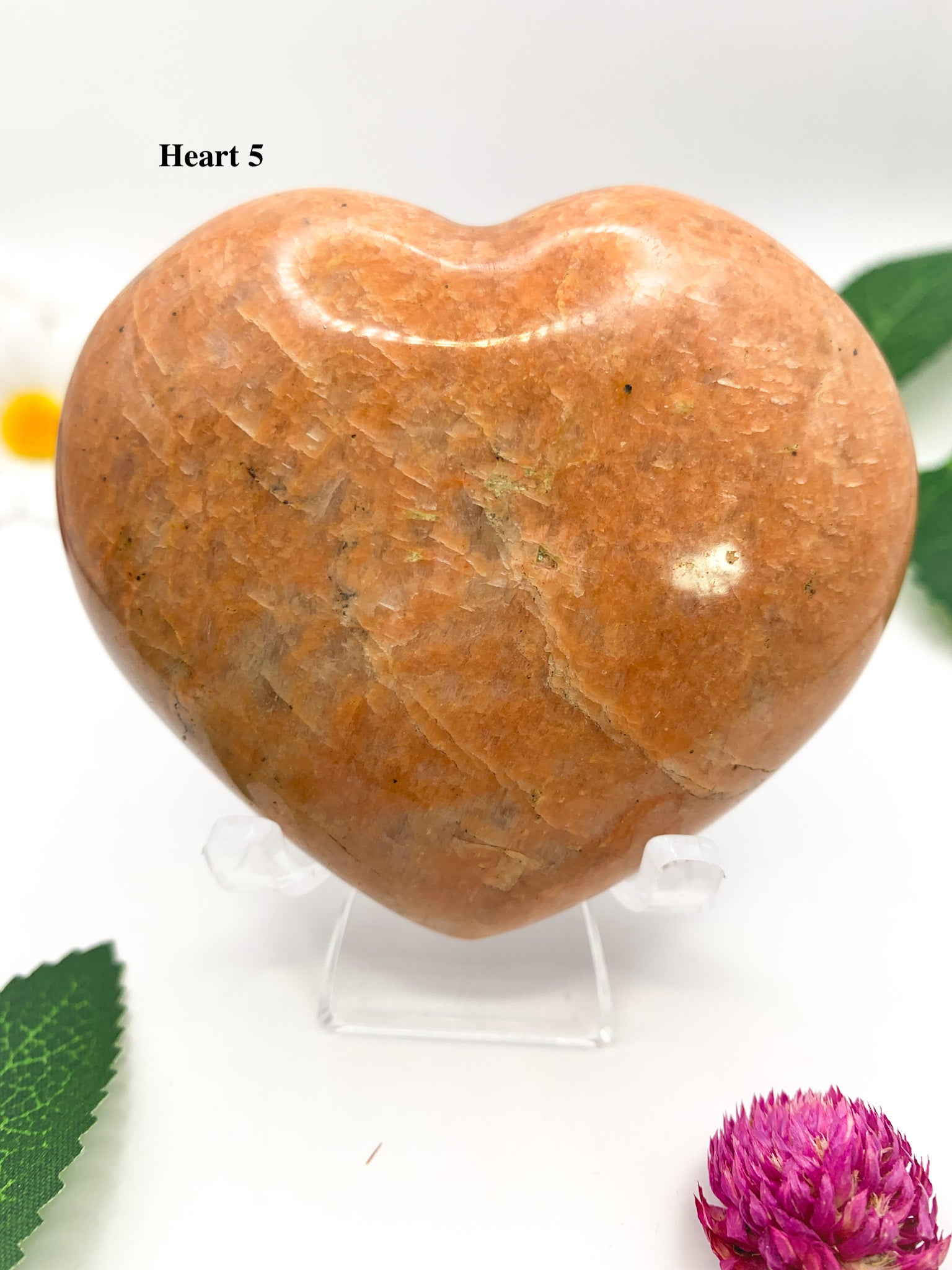 Peach Moonstone Heart - Crystal Love Treasures