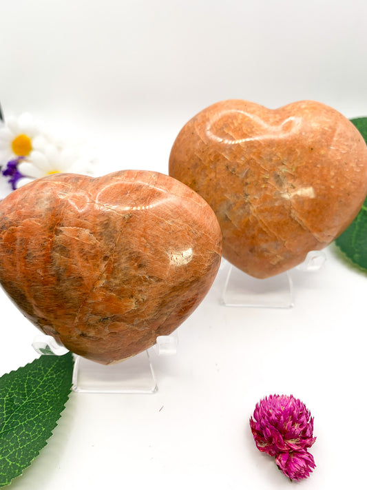 Peach Moonstone Heart - Crystal Love Treasures