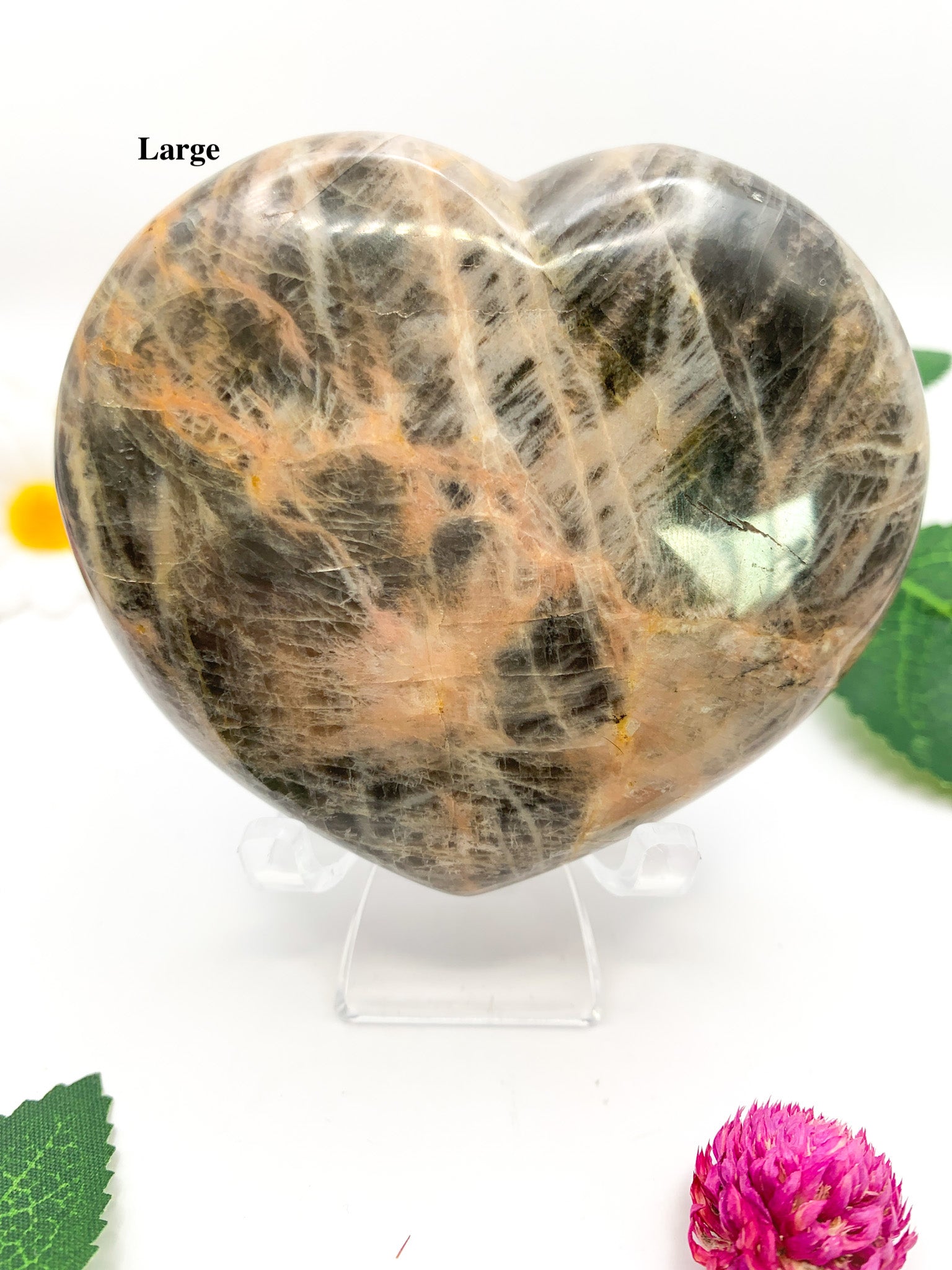 Black Moonstone Heart - Crystal Love Treasures