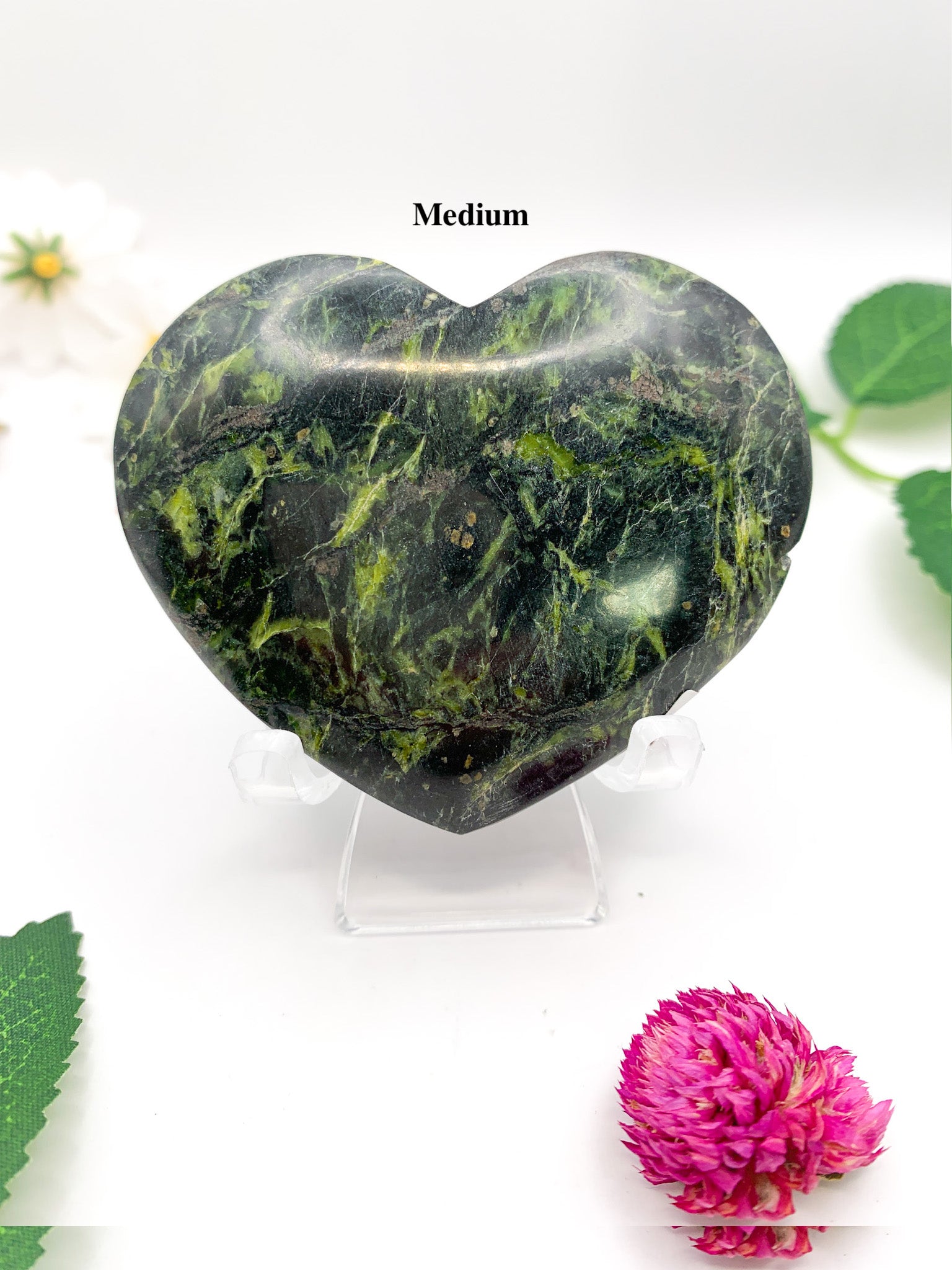 "Jade" Serpentine Heart - Crystal Love Treasures